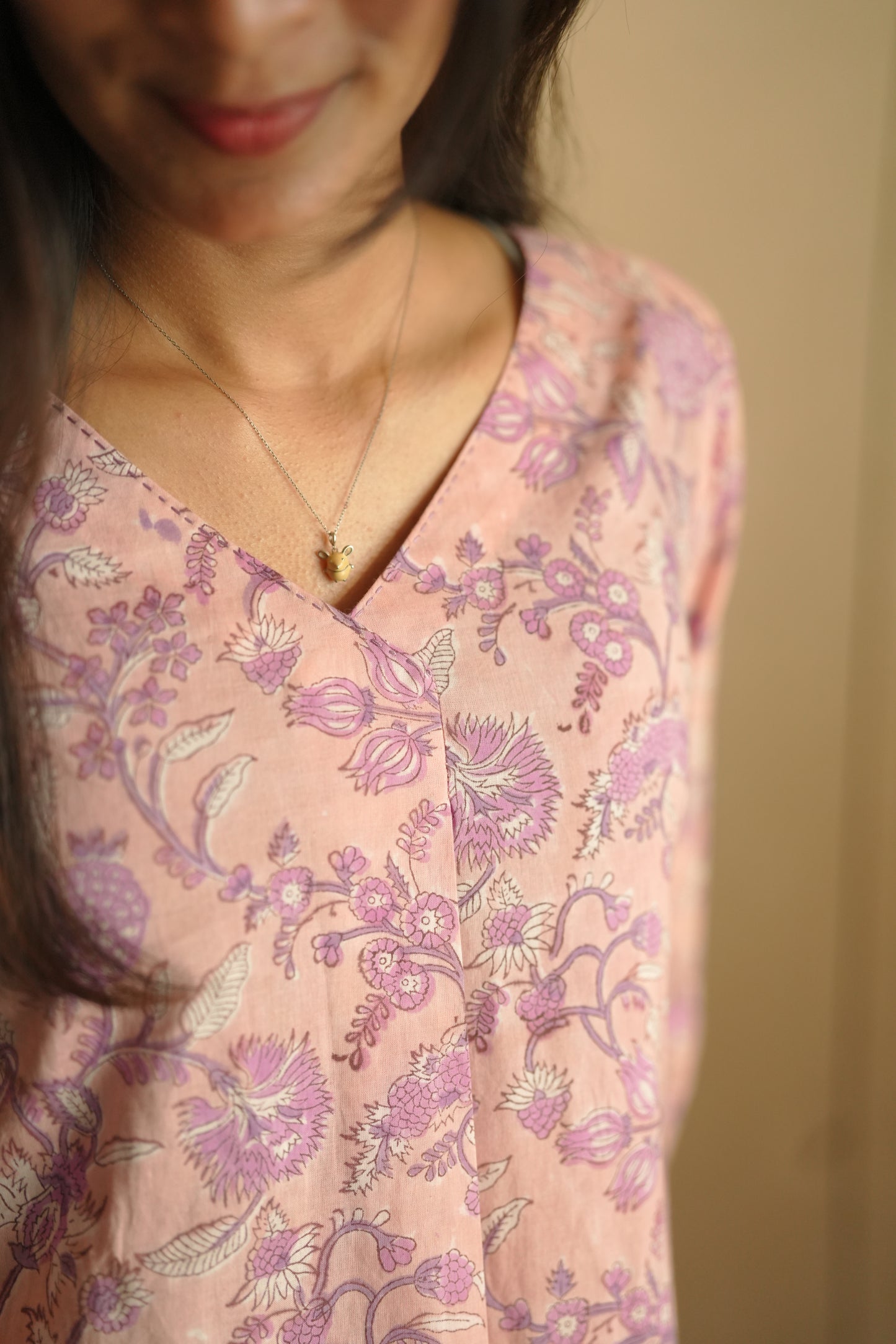 Pink floral printed frock