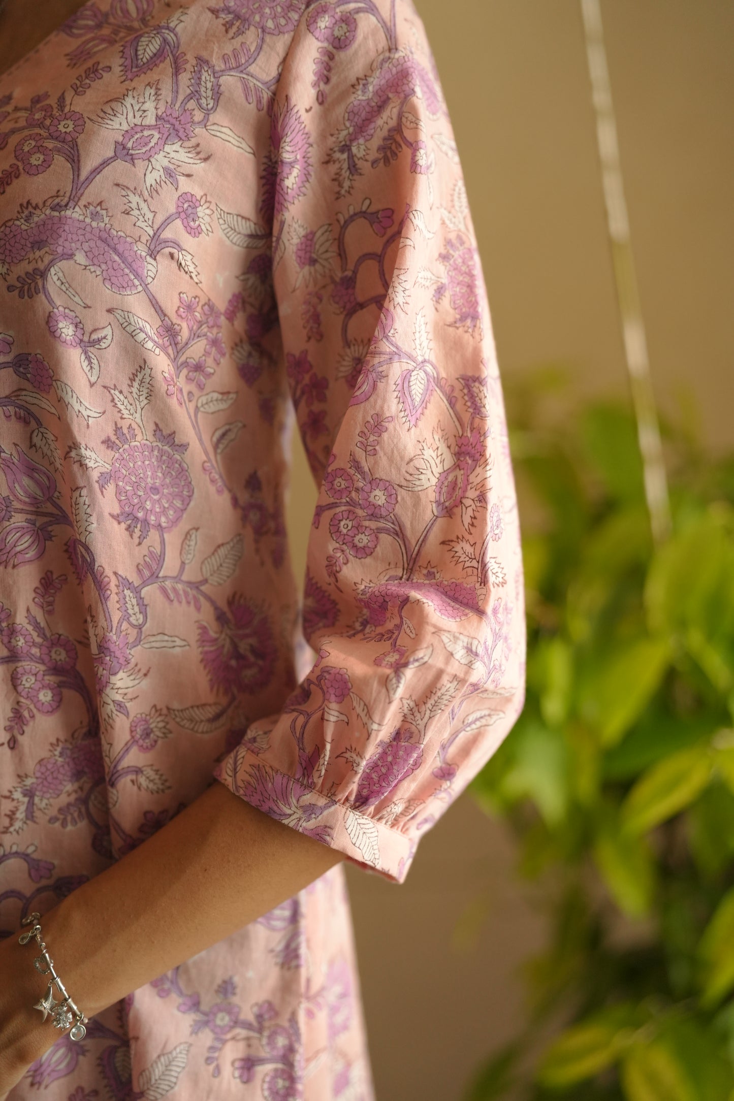 Pink floral printed frock