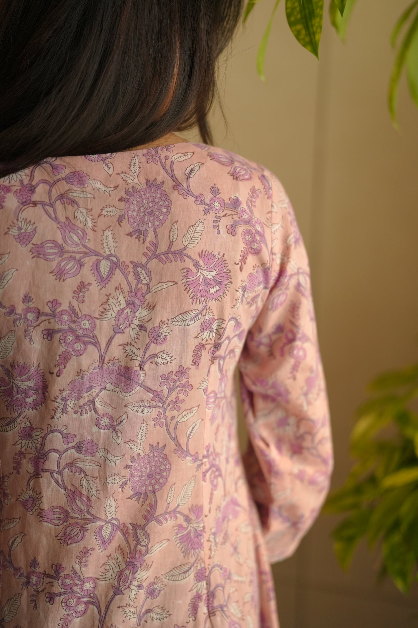 Pink floral printed frock