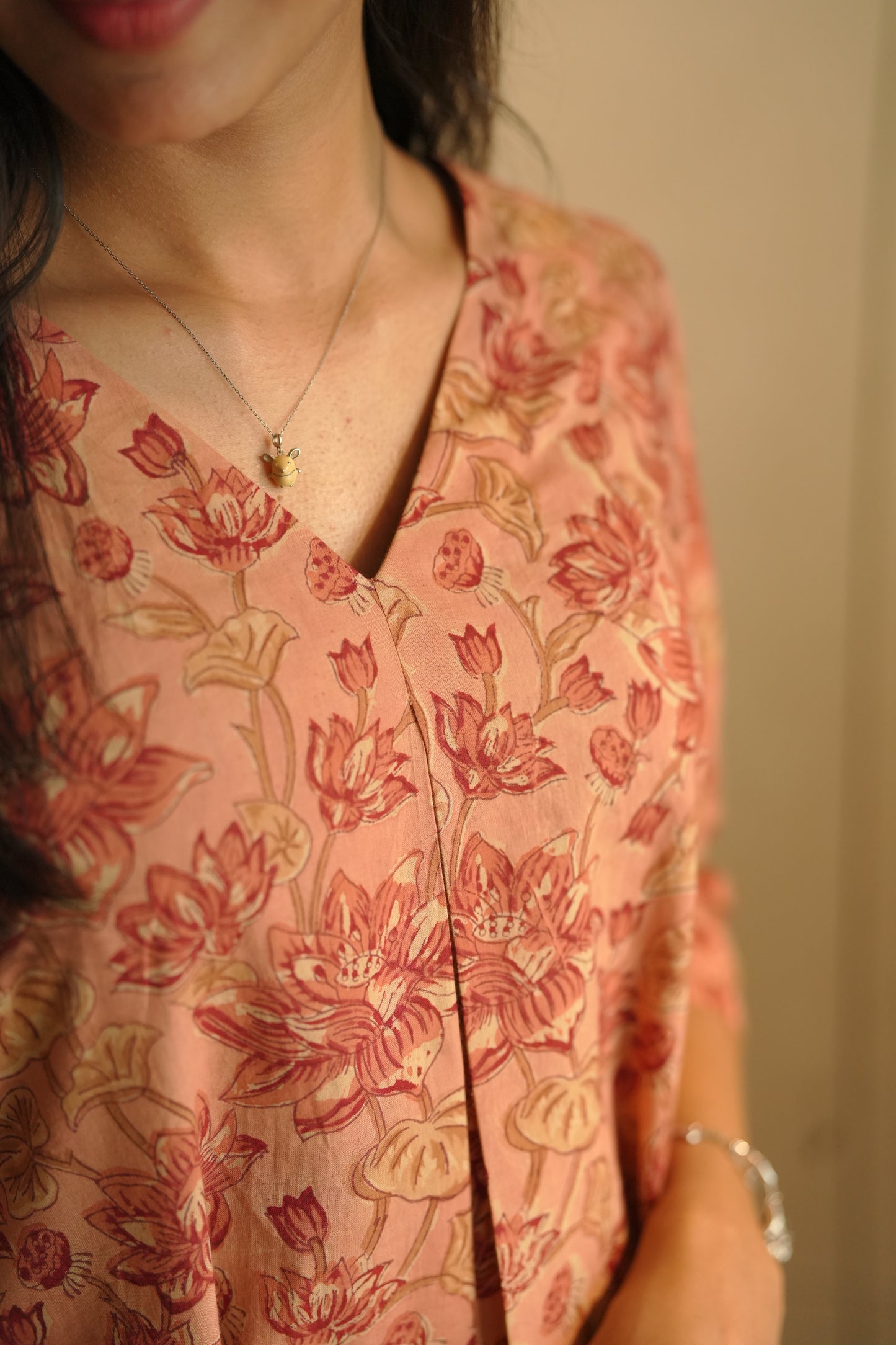 Floral printed dark peach co-ord set