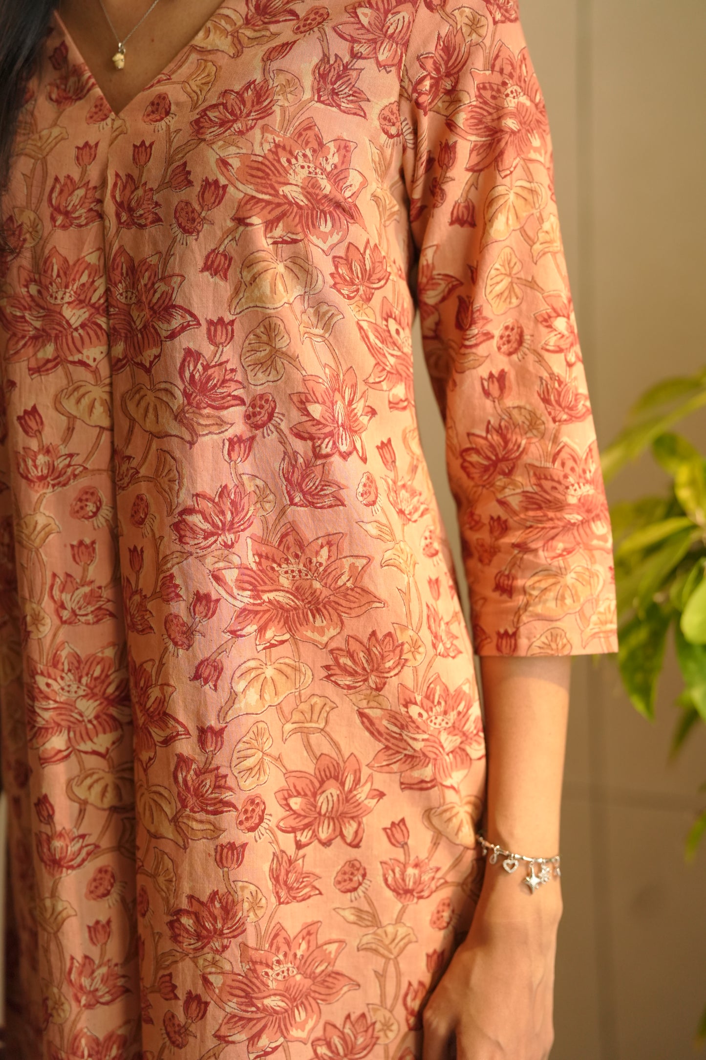 Floral printed dark peach co-ord set