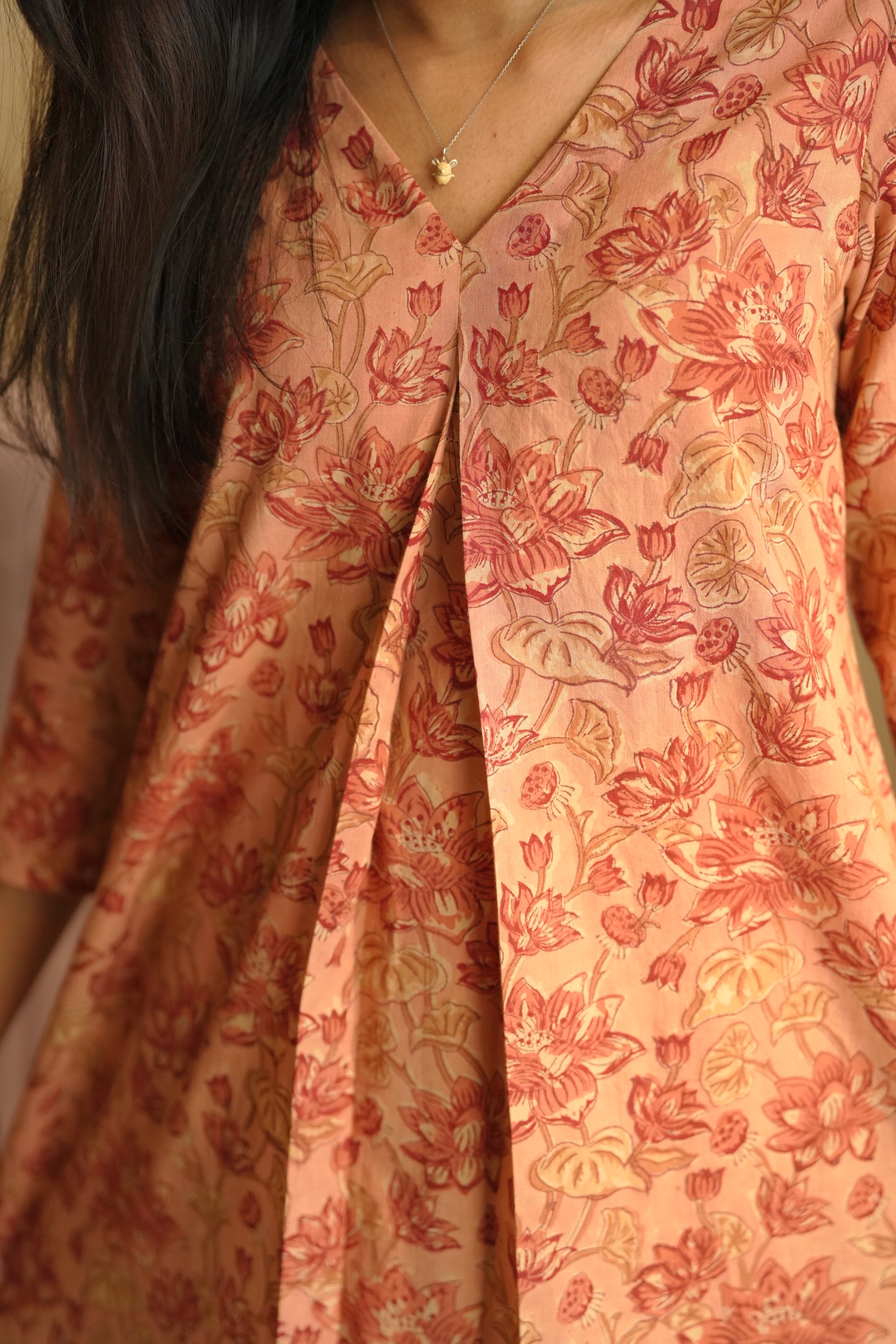 Floral printed dark peach co-ord set