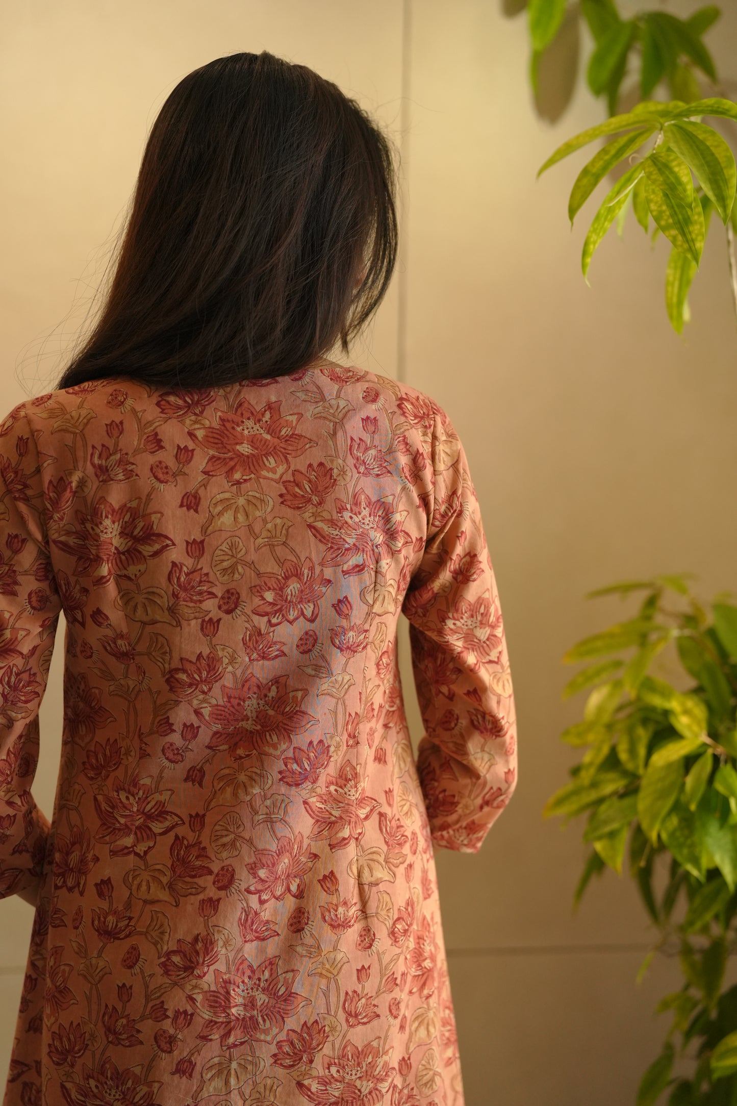 Floral printed dark peach co-ord set