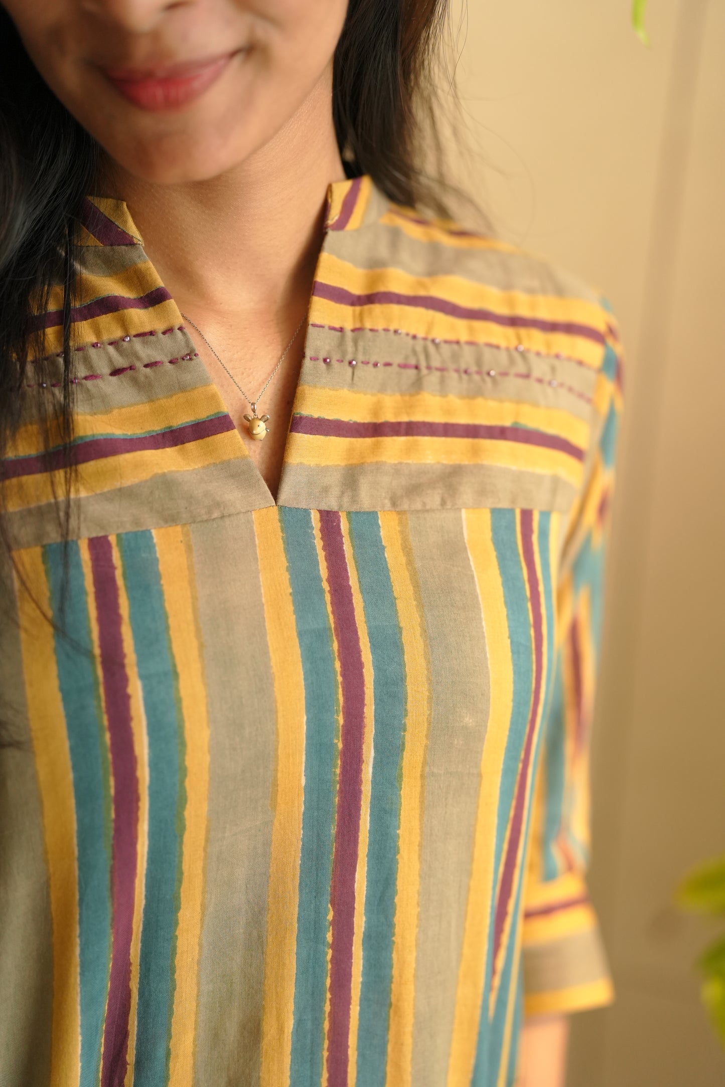 Multicolored striped cotton frock