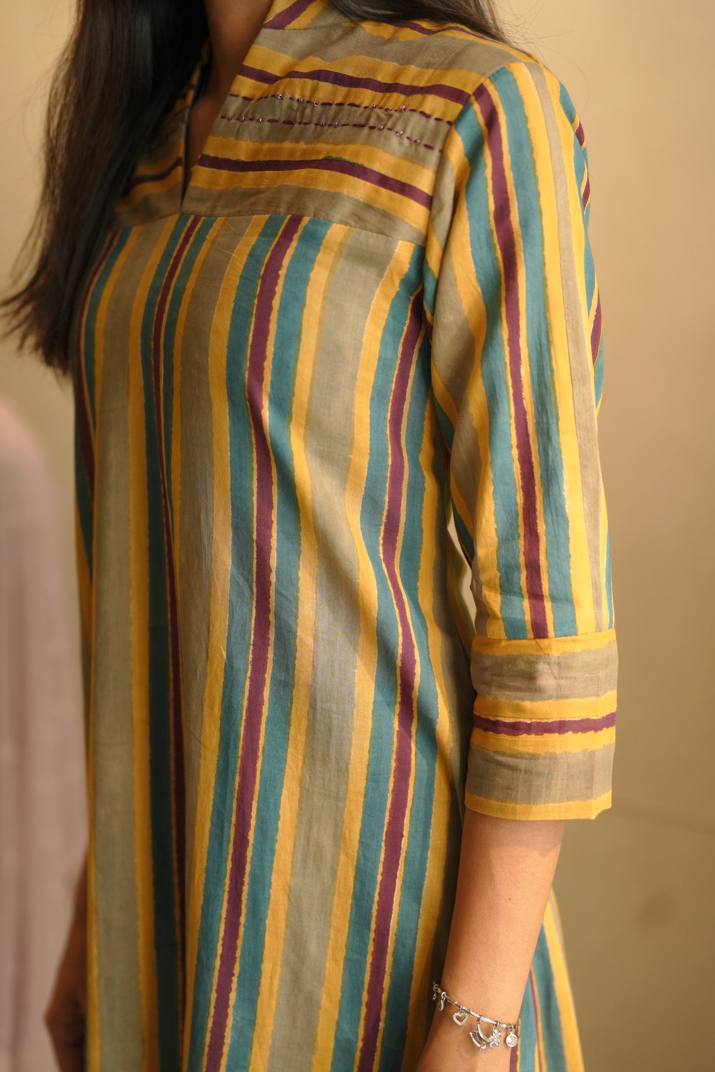 Multicolored striped cotton frock