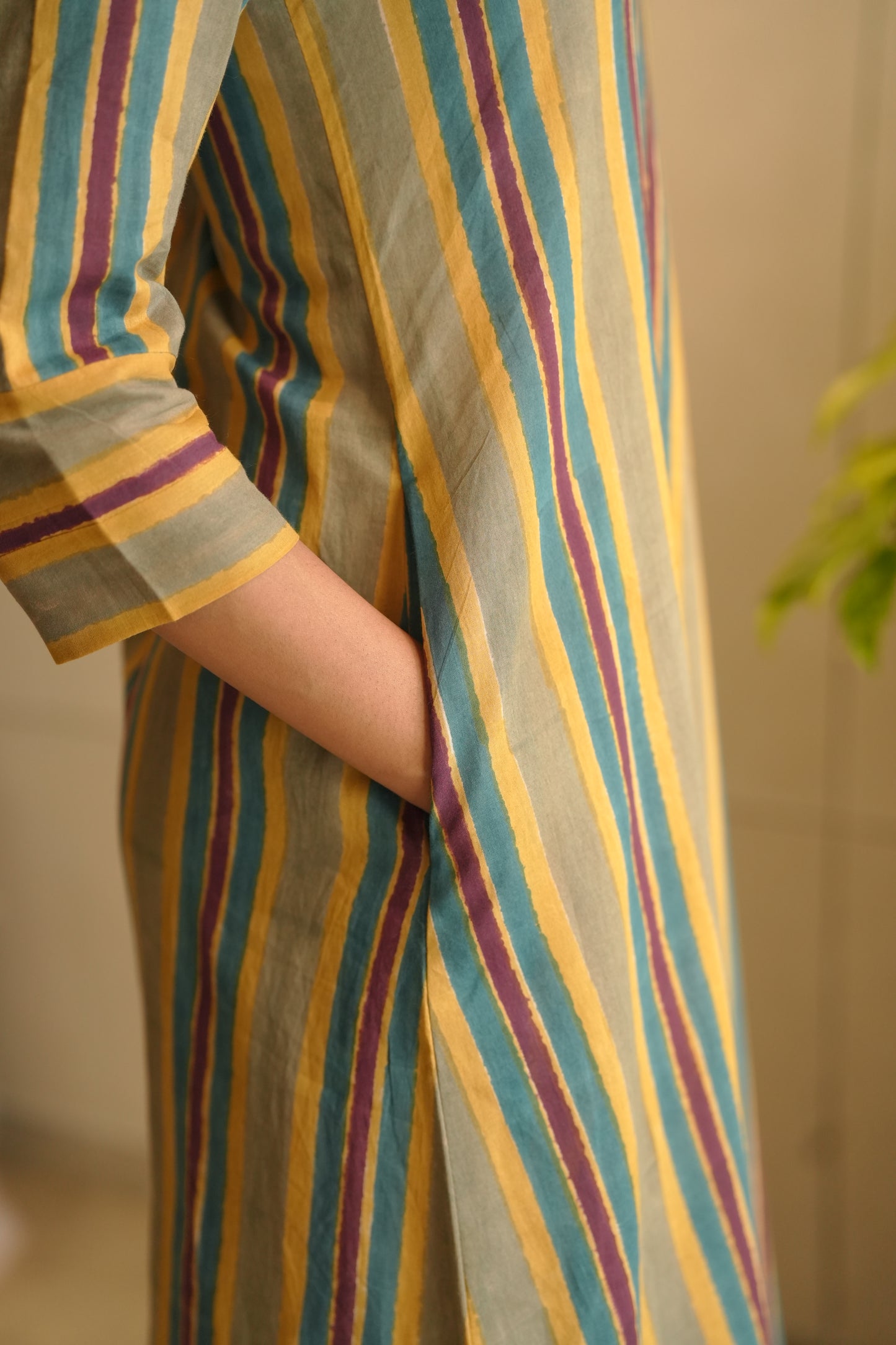 Multicolored striped cotton frock