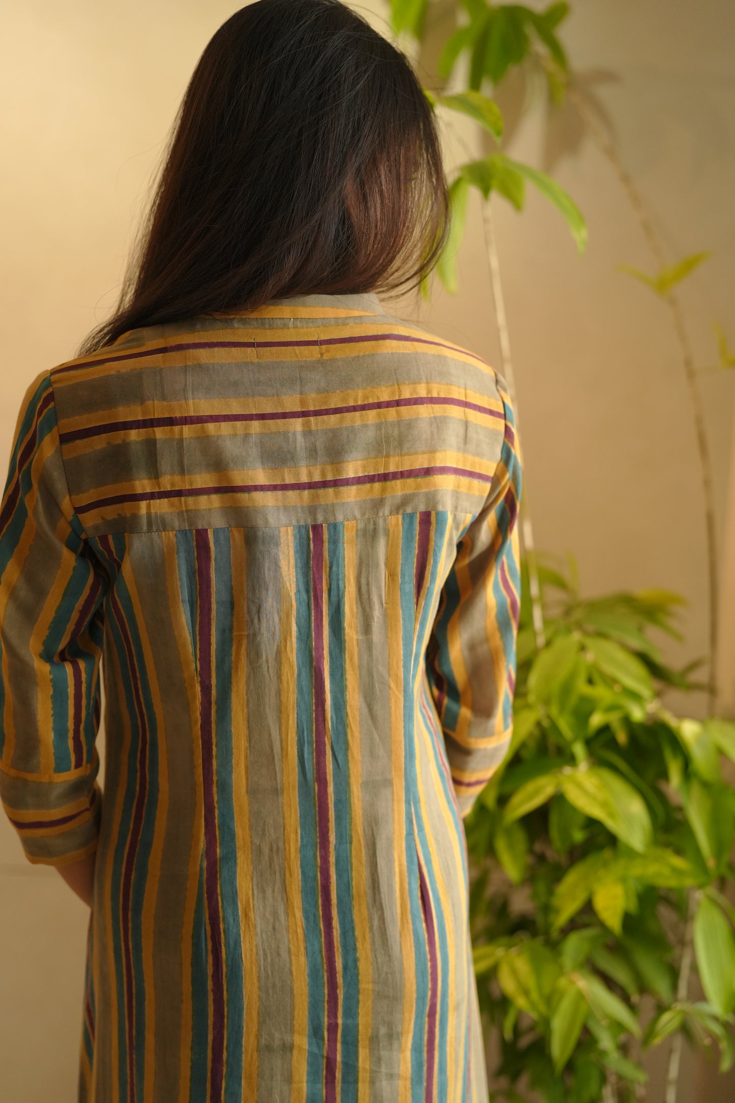 Multicolored striped cotton frock