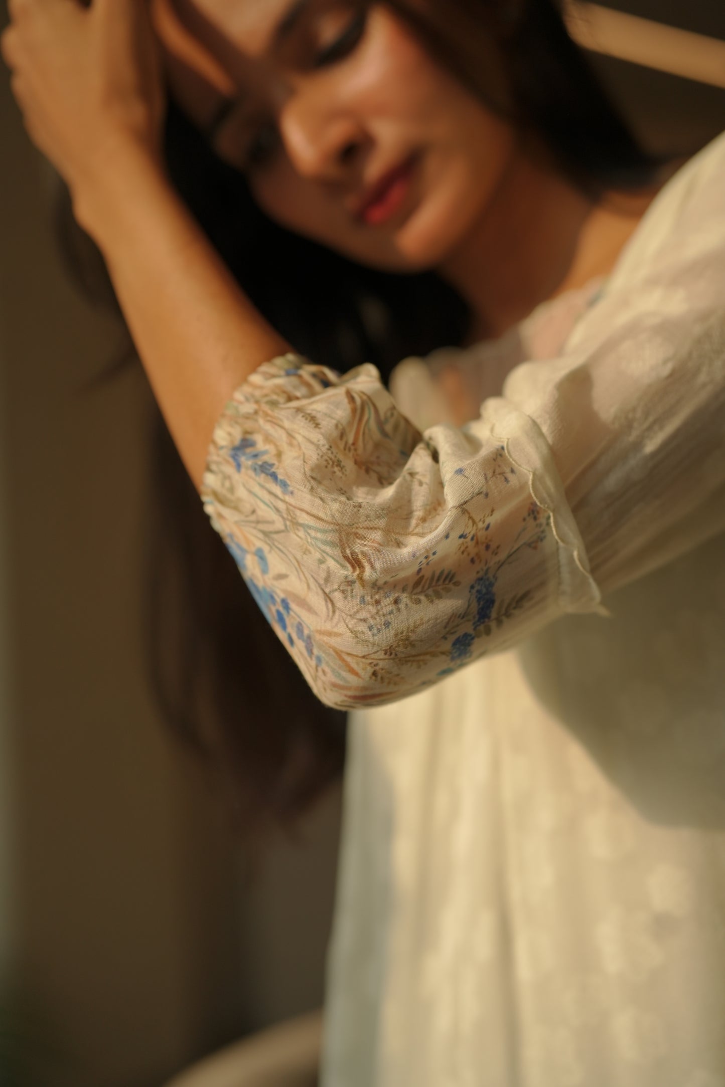 pale pistachio with blue florals frock