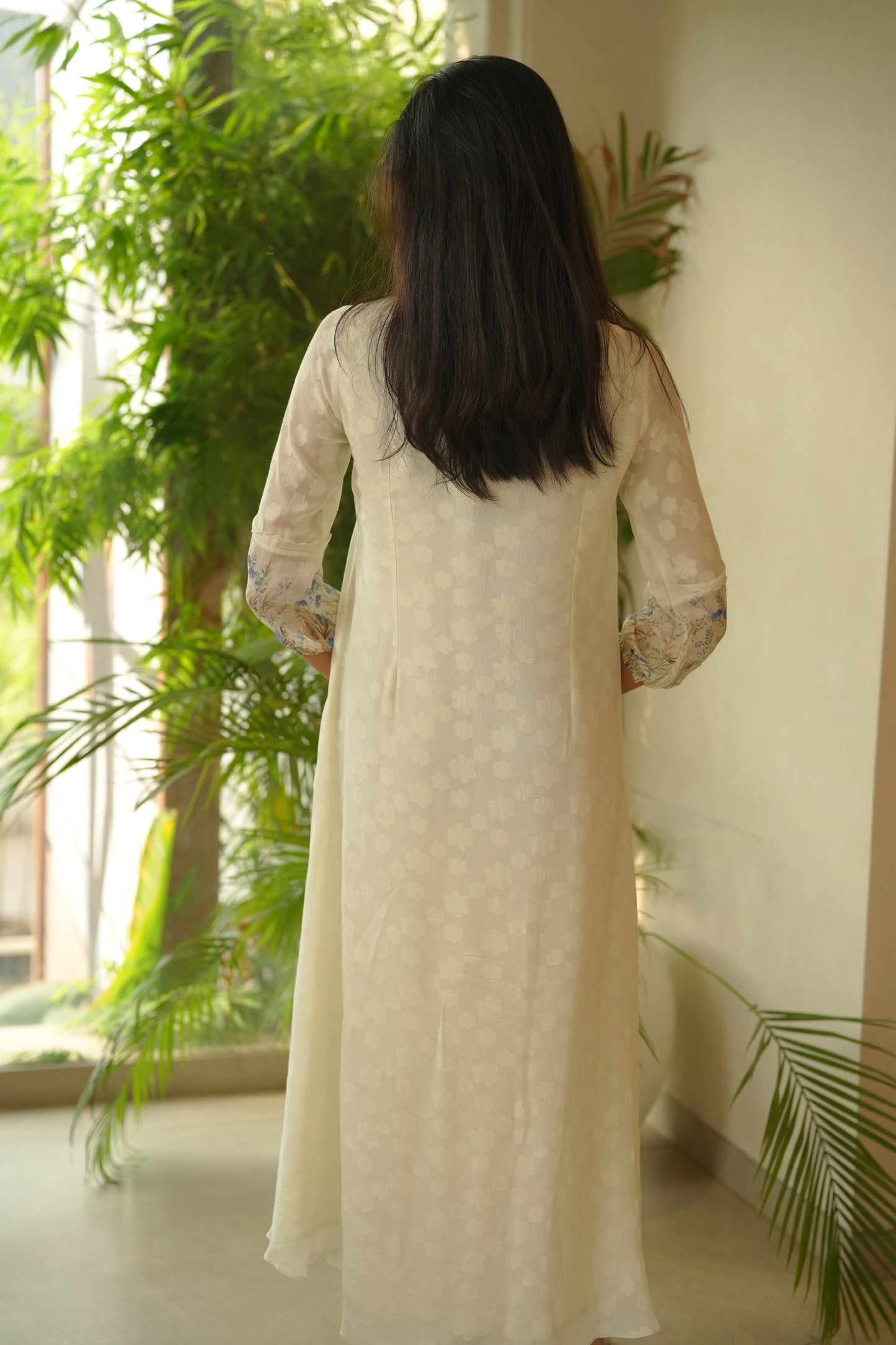 pale pistachio with blue florals frock