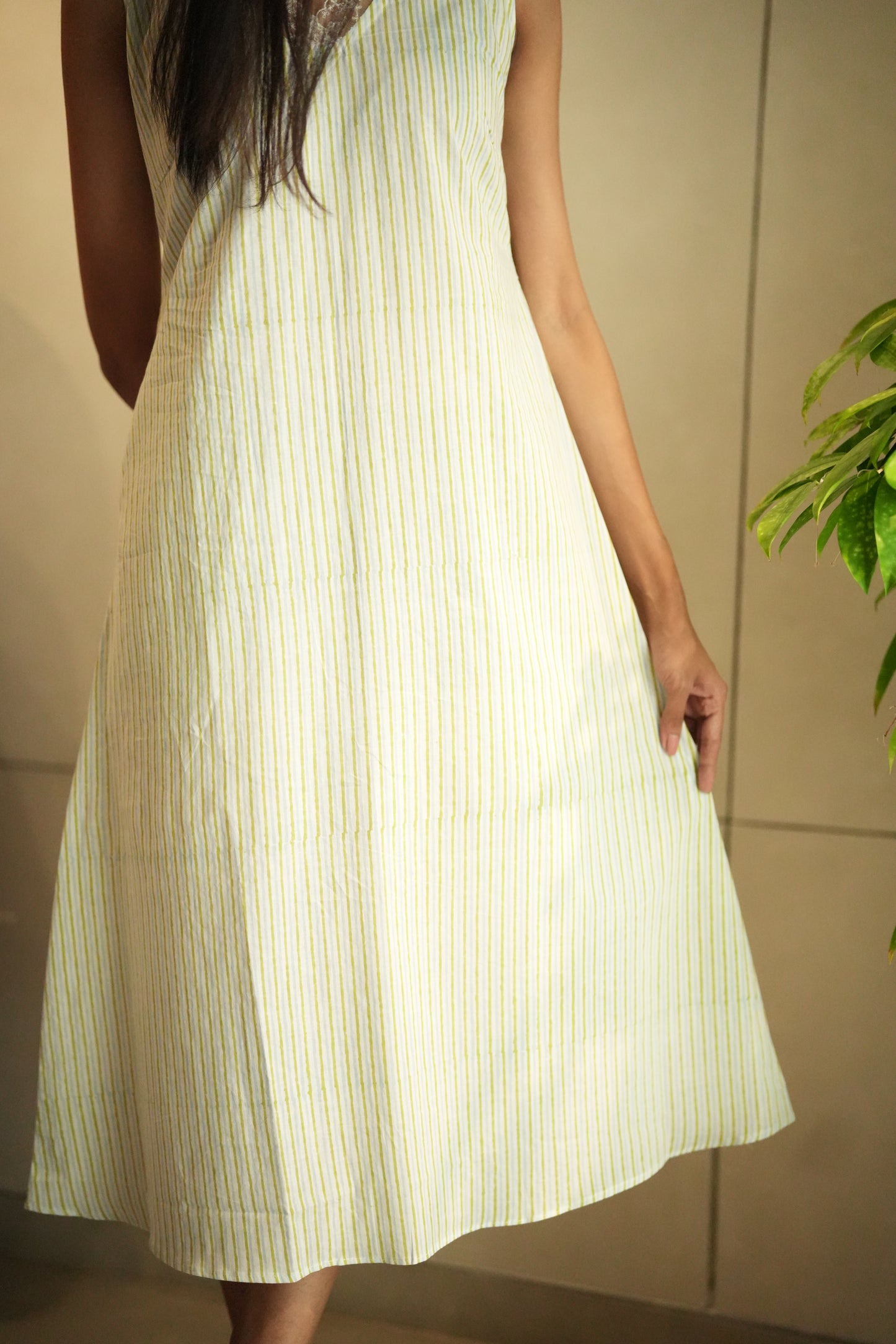 Multicolored striped cotton frock&nbsp;