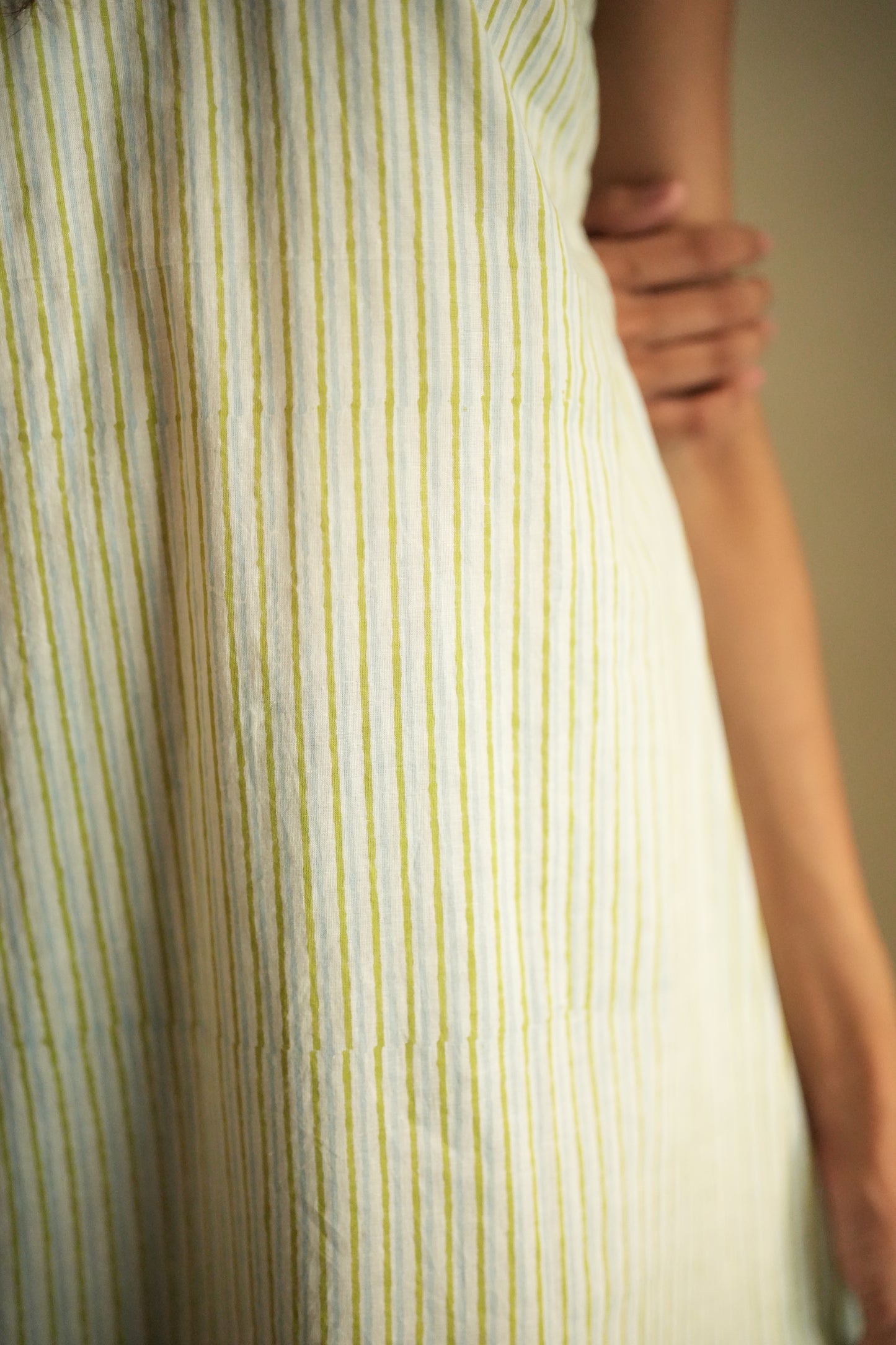 Multicolored striped cotton frock&nbsp;