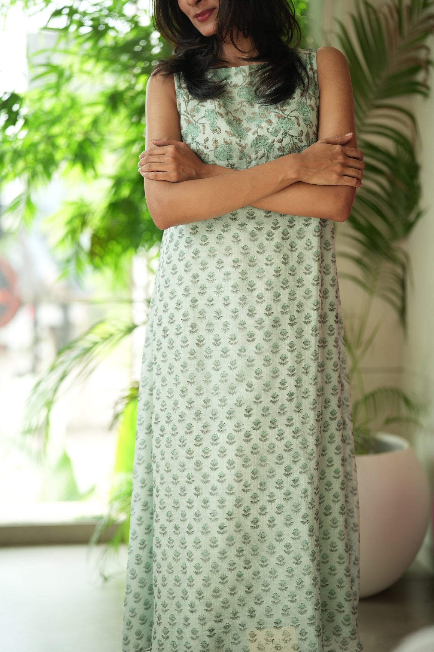 Mint Green Printed Cotta Frock