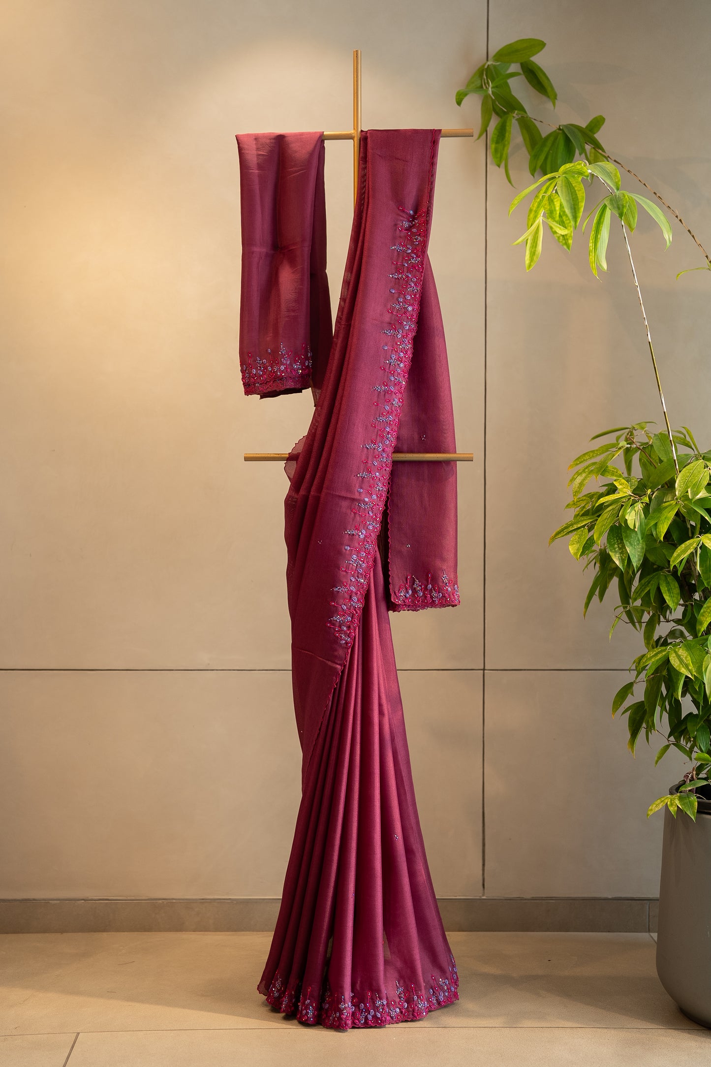 Purple Crispy georgette saree