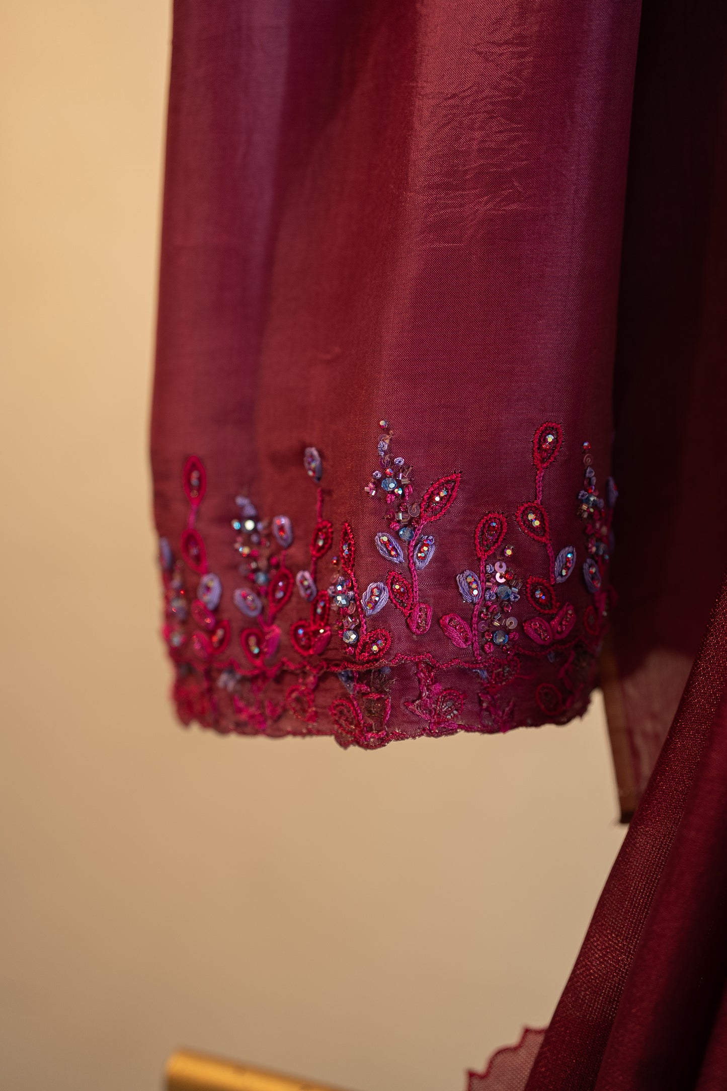 Purple Crispy georgette saree