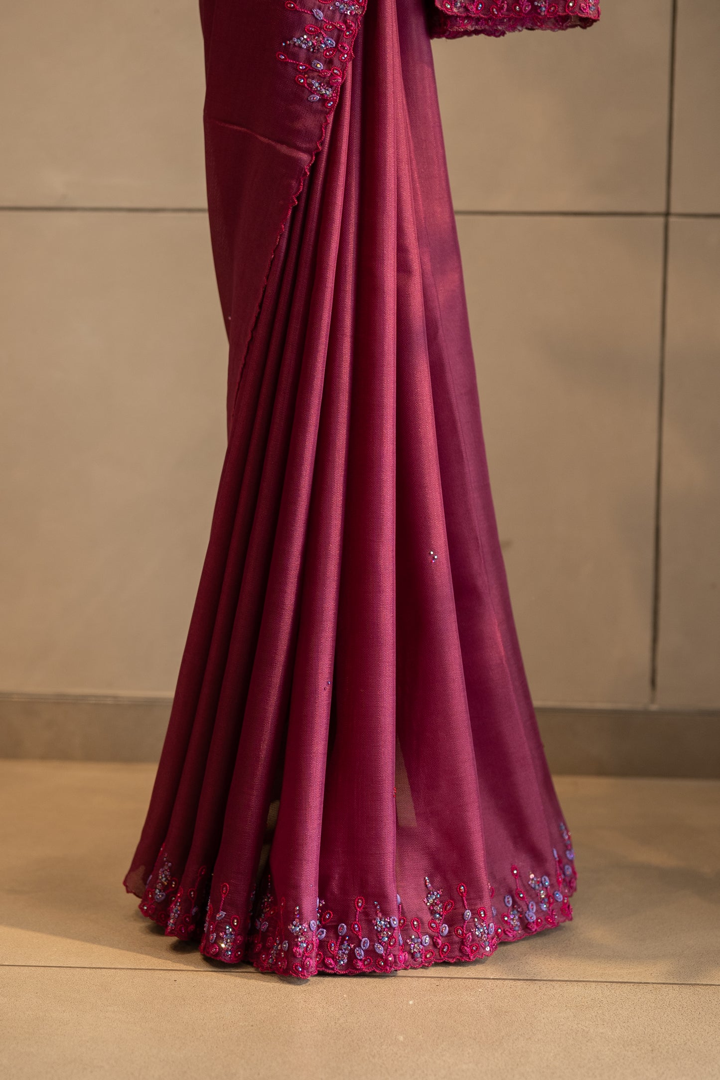 Purple Crispy georgette saree