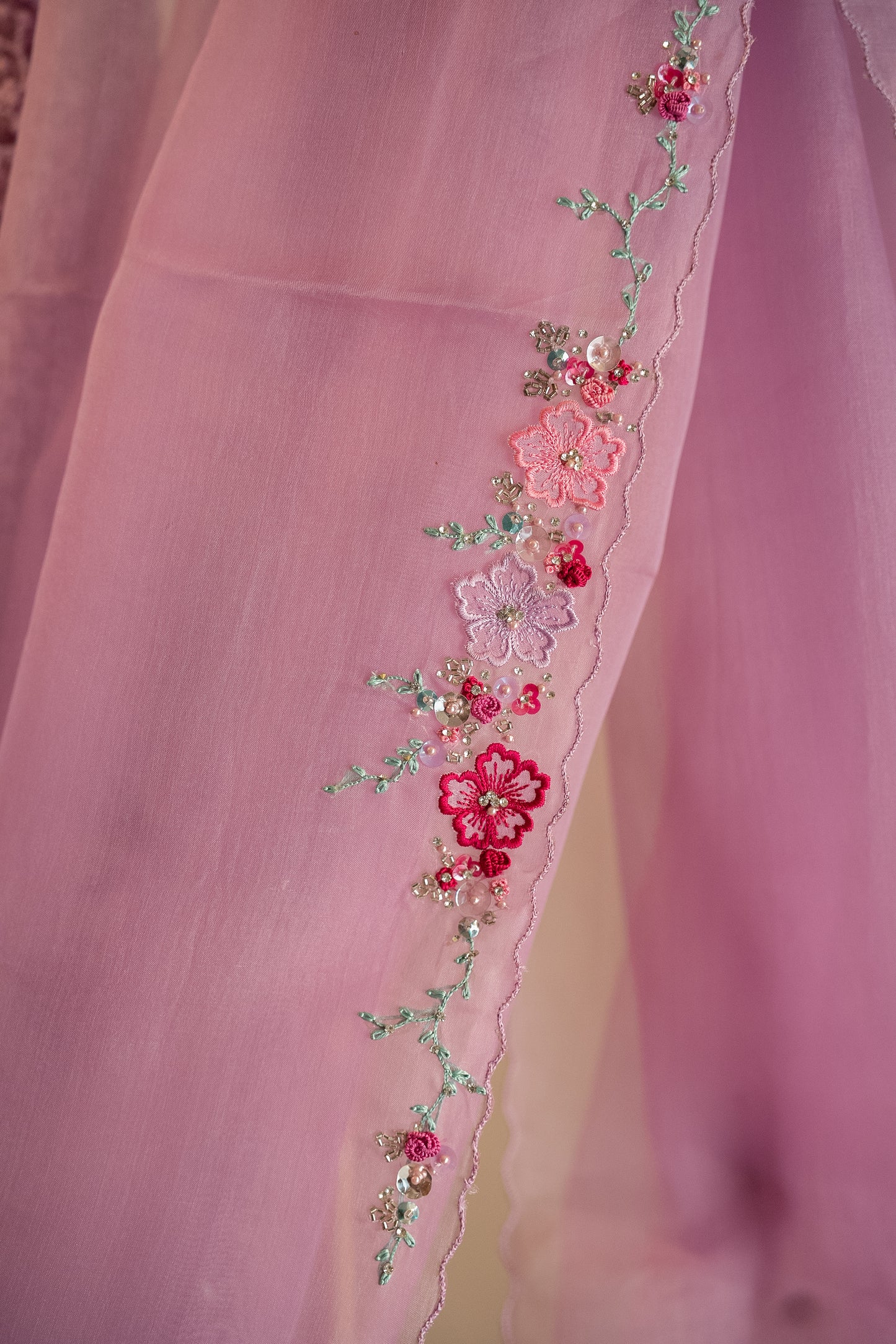 Lavender organza saree