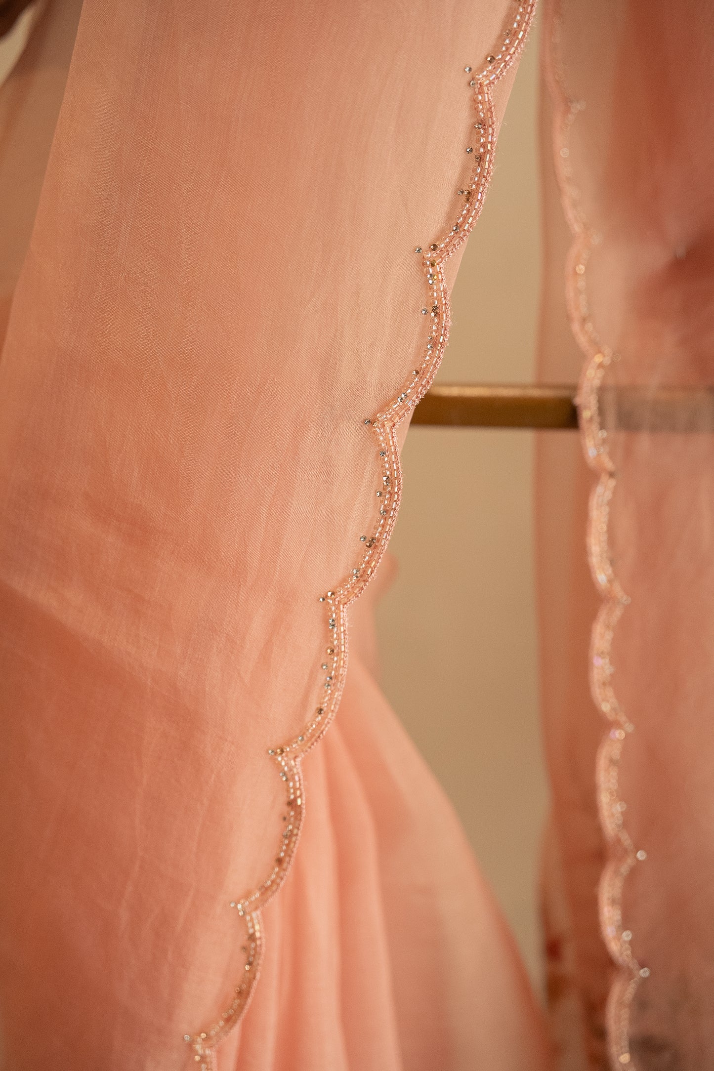 Peach pure organza saree