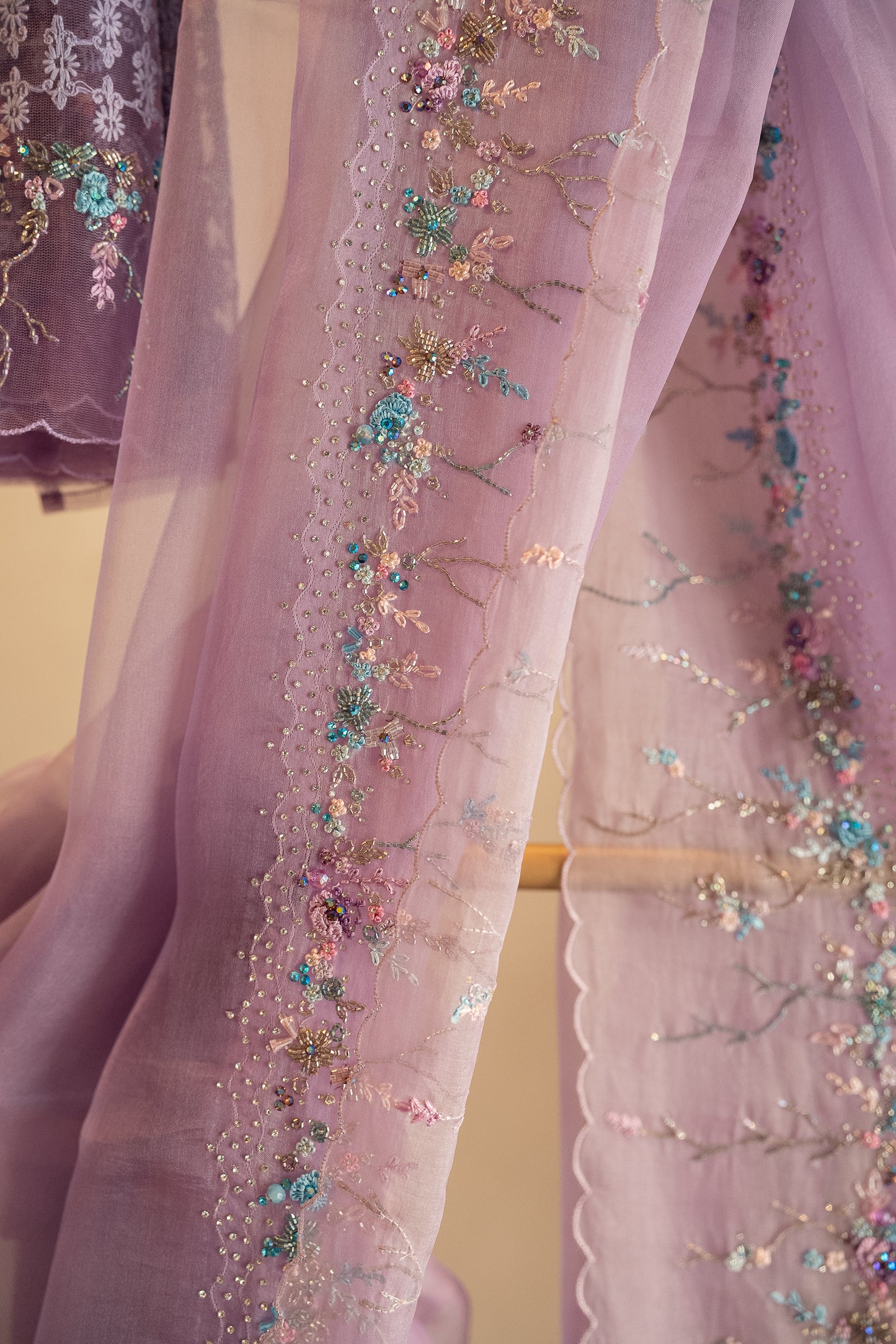 Lavender pure organza saree