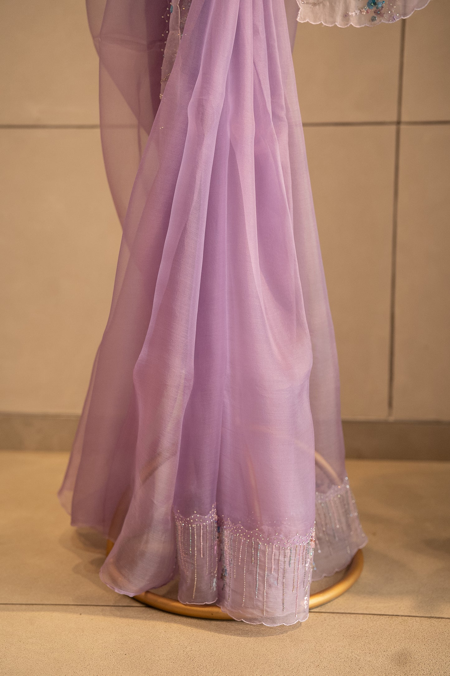 Lavender pure organza saree