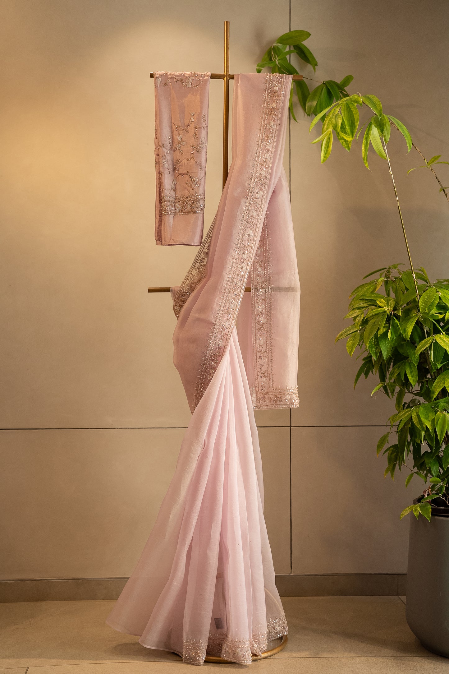 Baby Lilac pure organza saree
