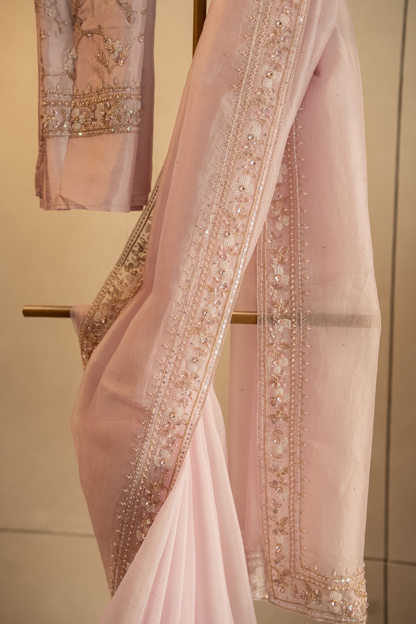 Baby Lilac pure organza saree