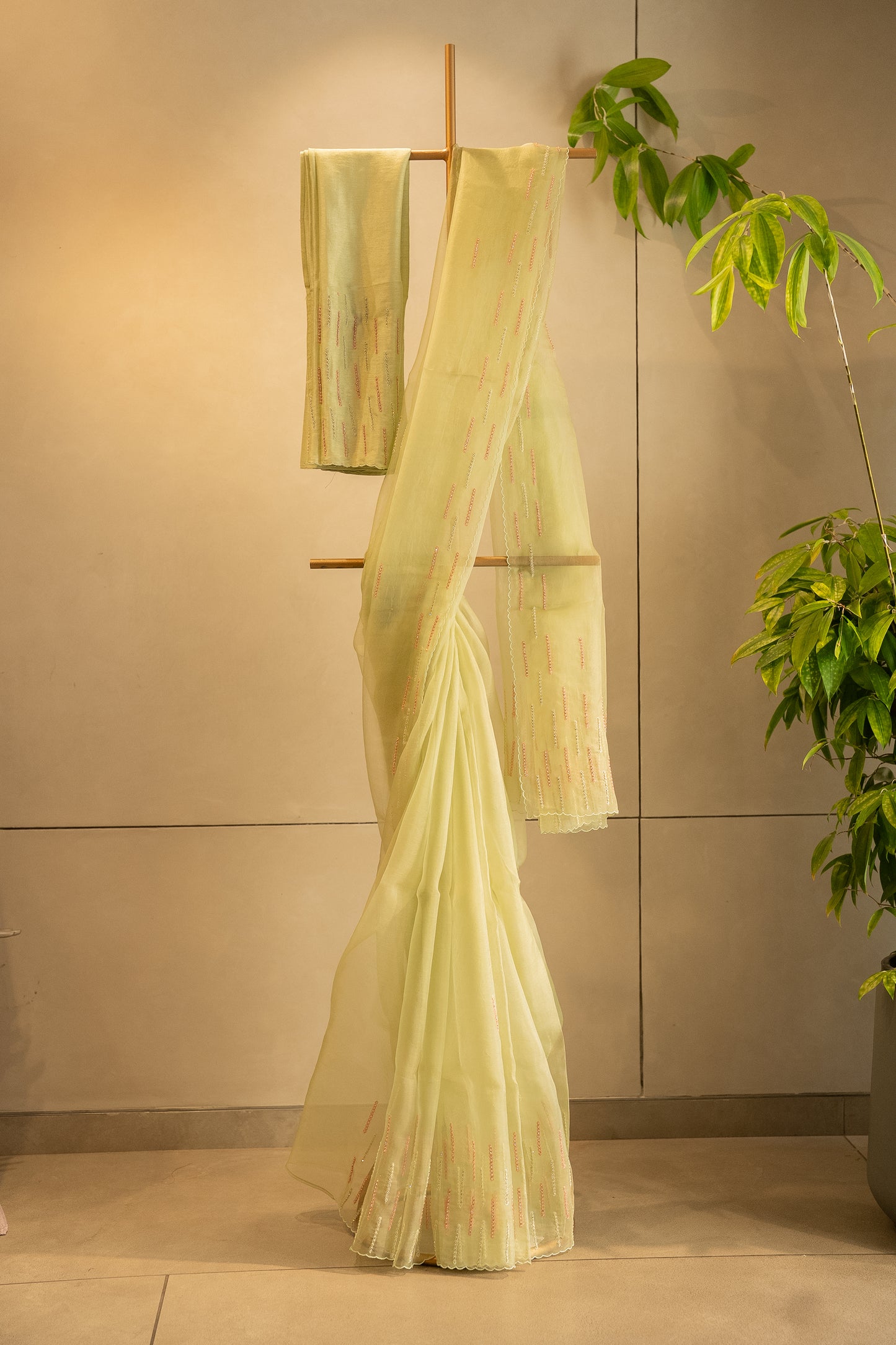 Lime green pure organza