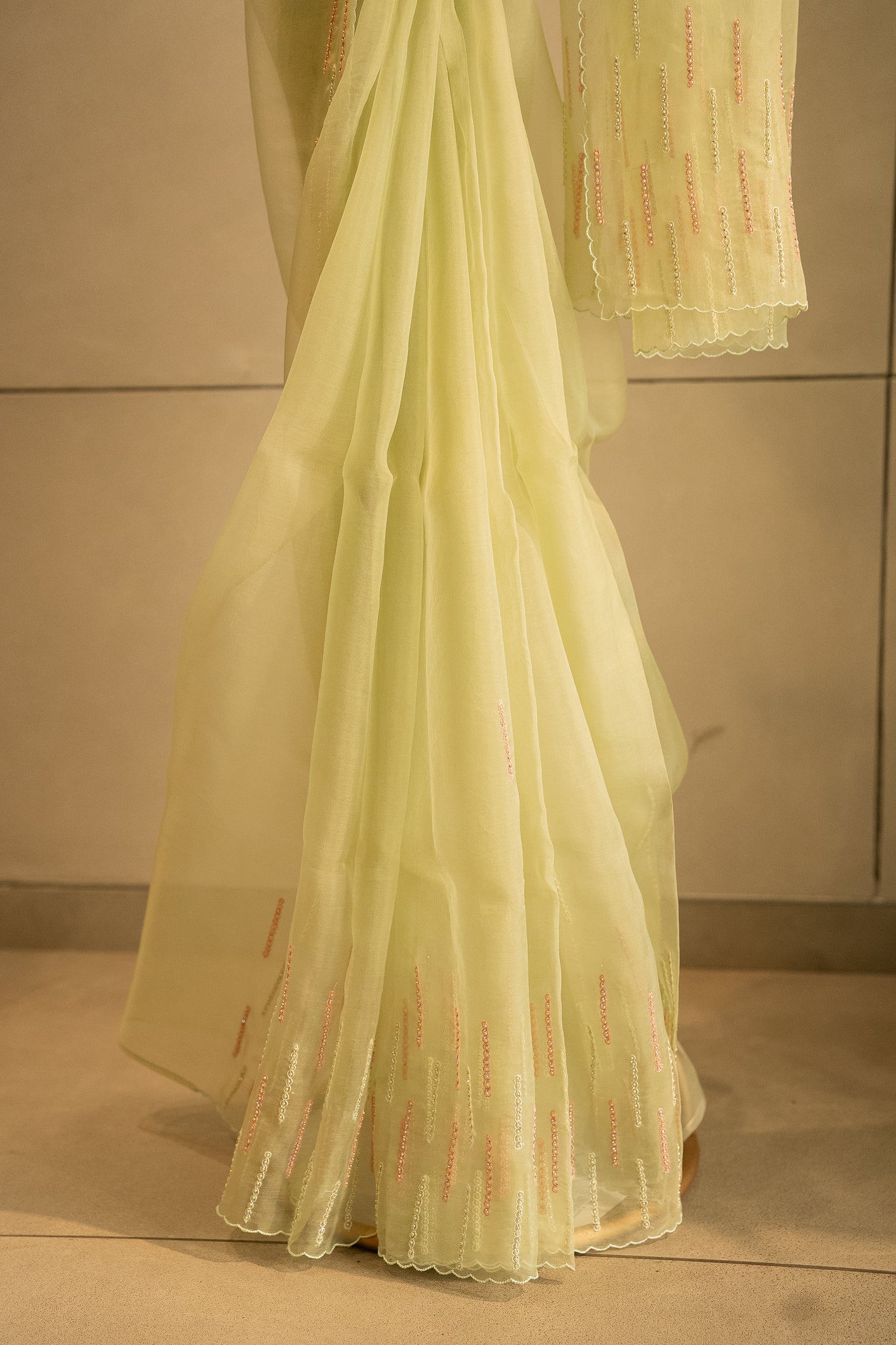 Lime green pure organza