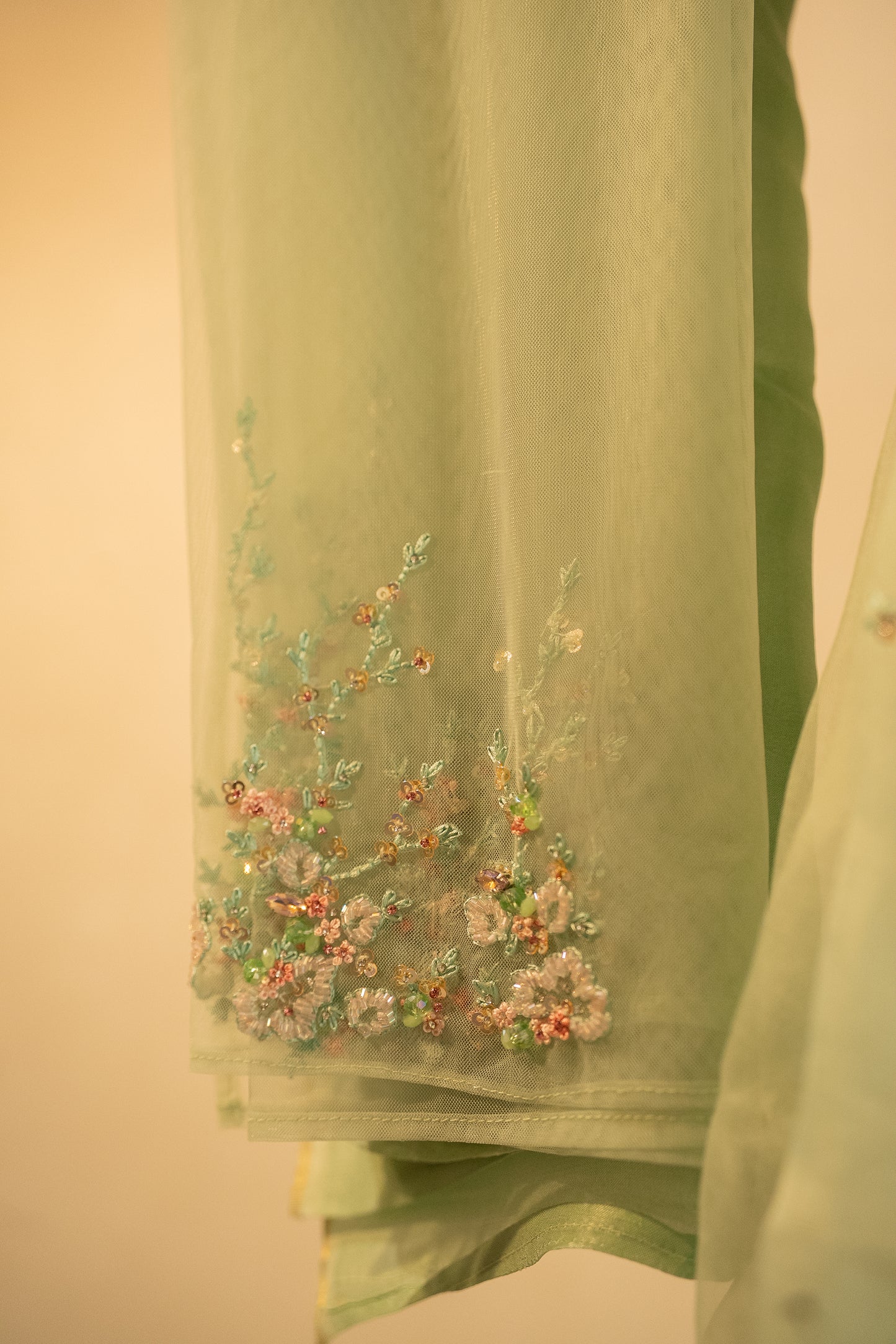 Light Pista pure organza saree