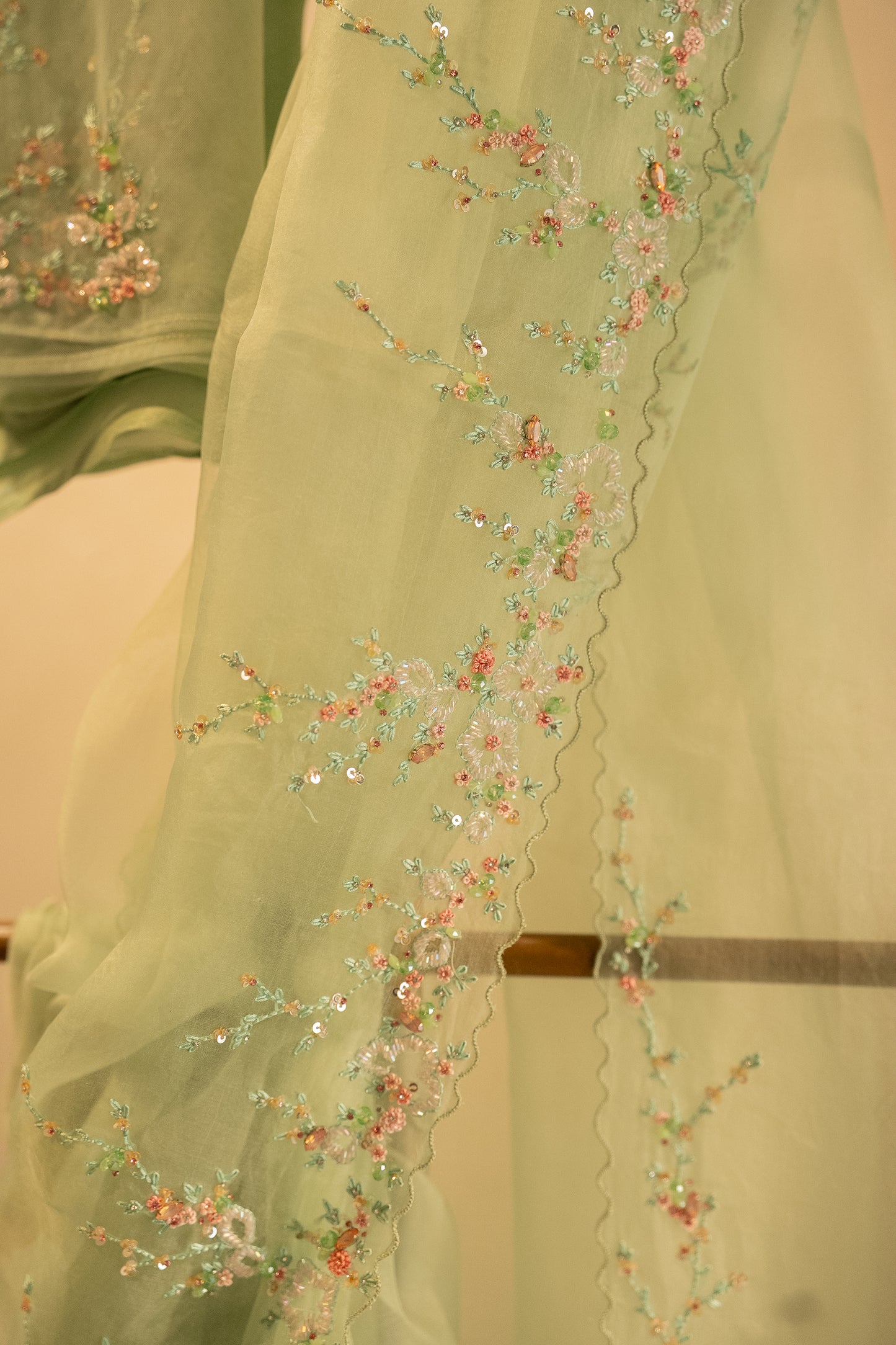 Light Pista pure organza saree
