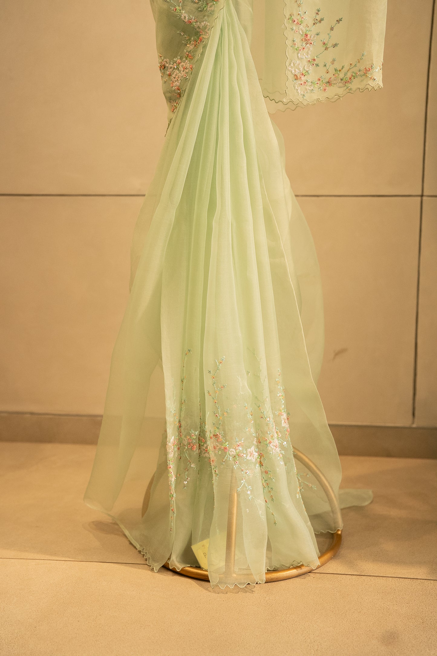 Light Pista pure organza saree