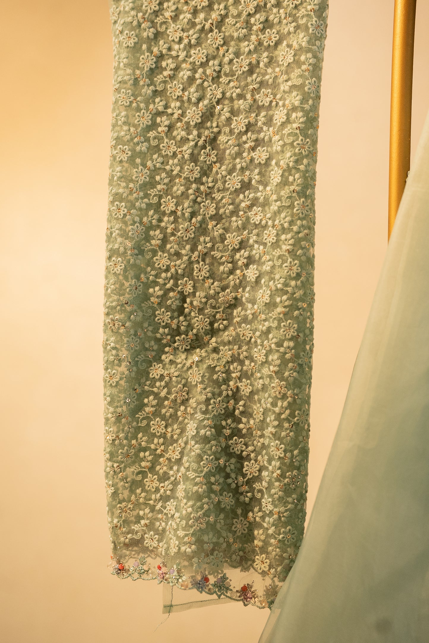 Dull Teal Pure organza saree