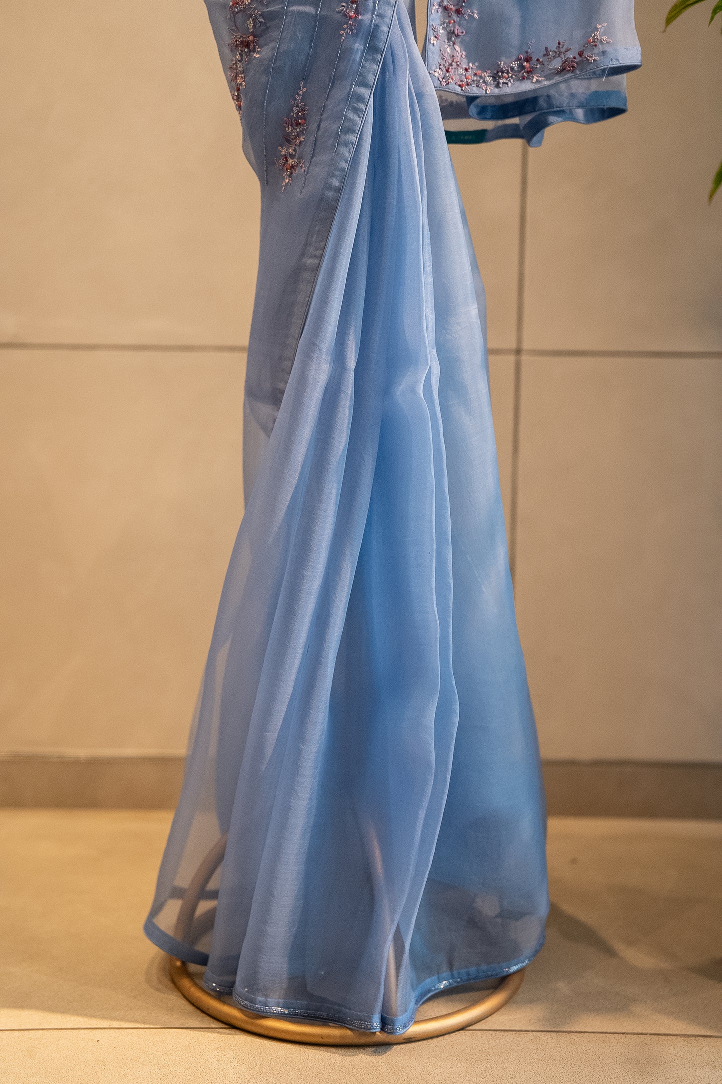 Blue pure organza saree