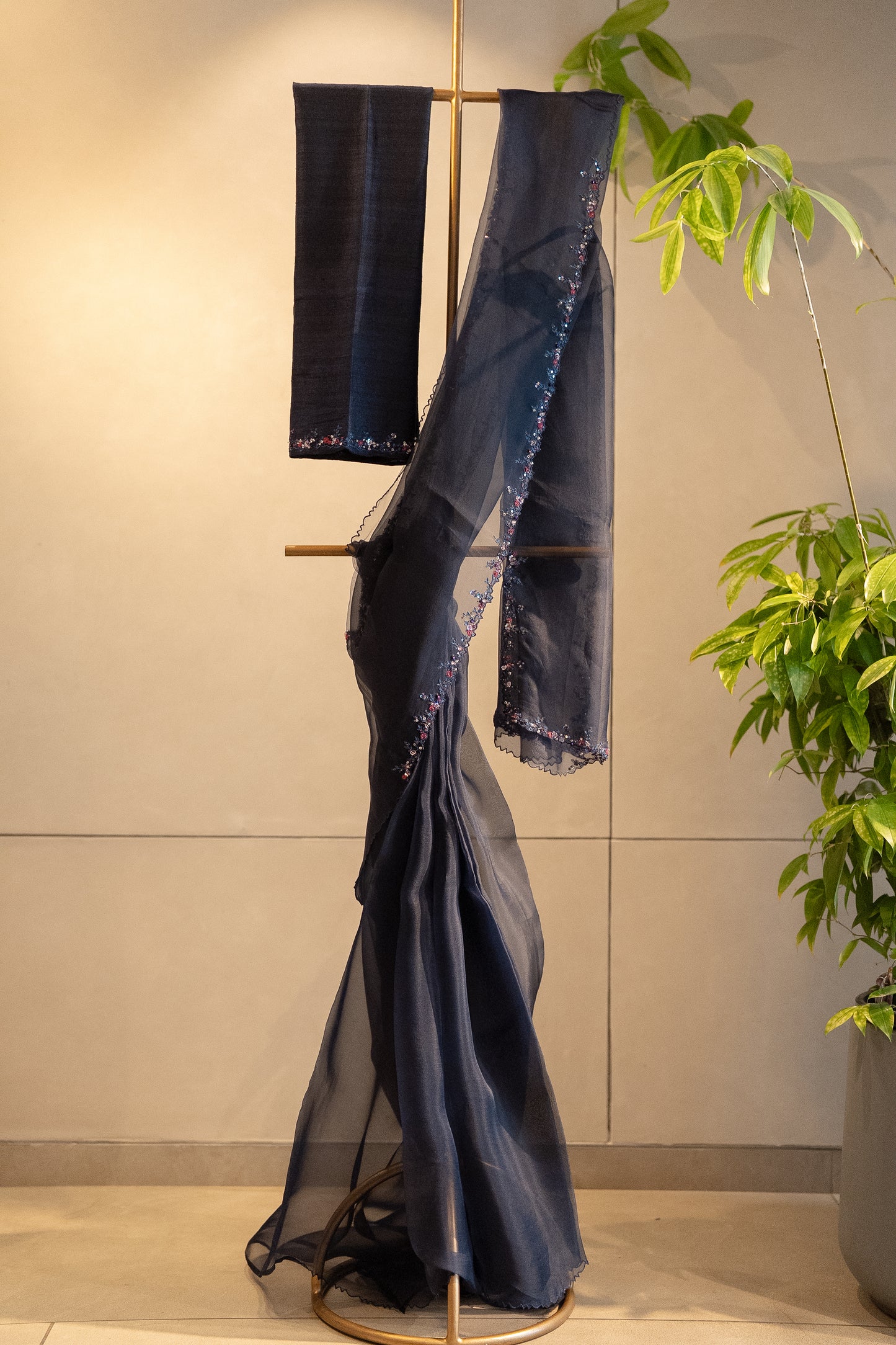 Deep Blue pure organza saree