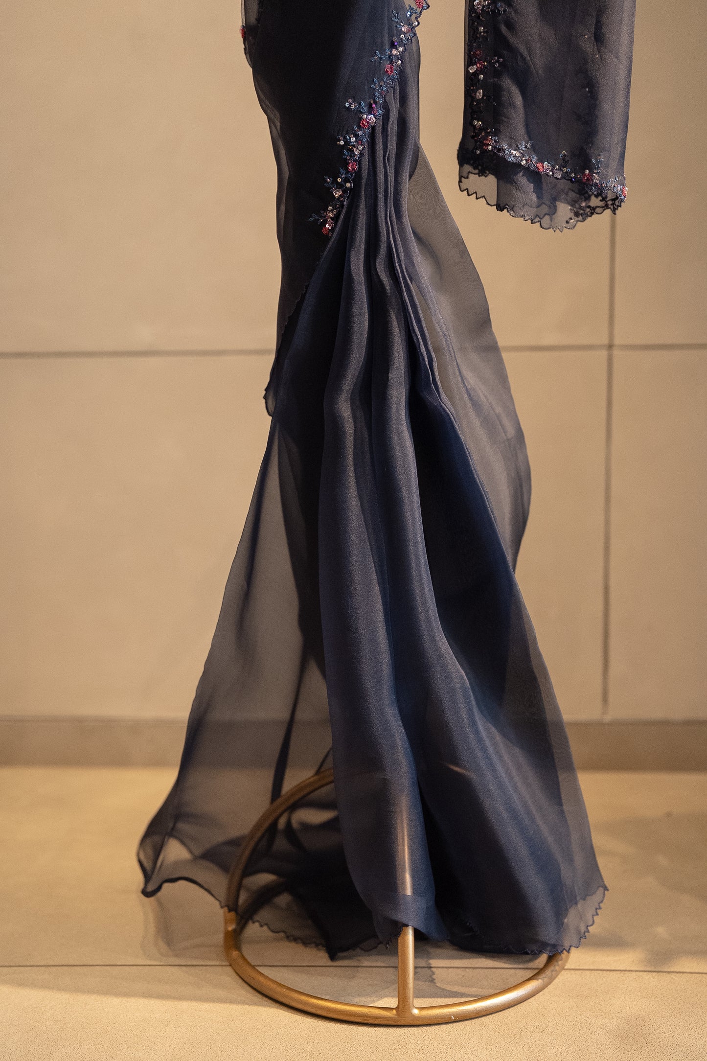 Deep Blue pure organza saree