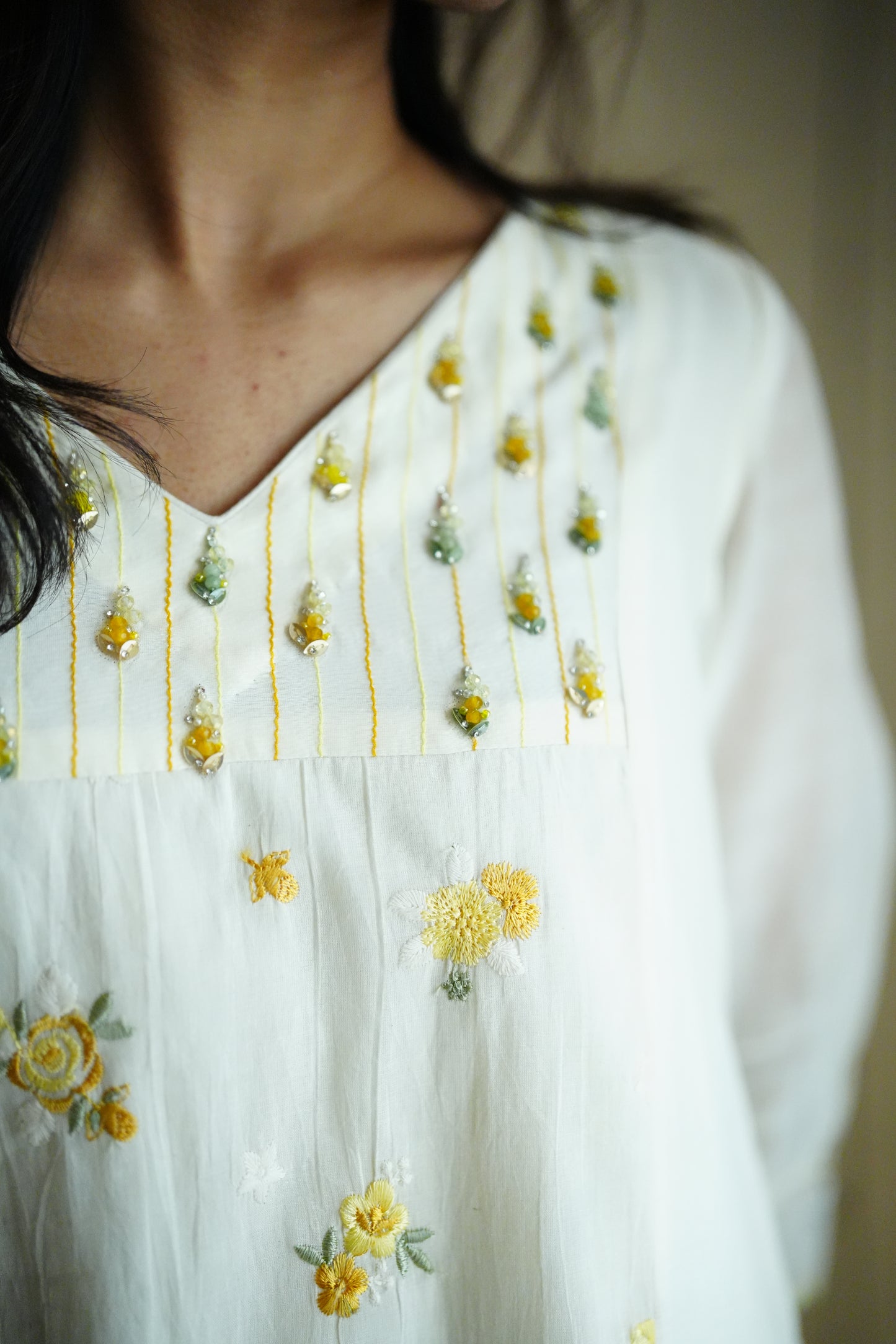Off white chanderi frock