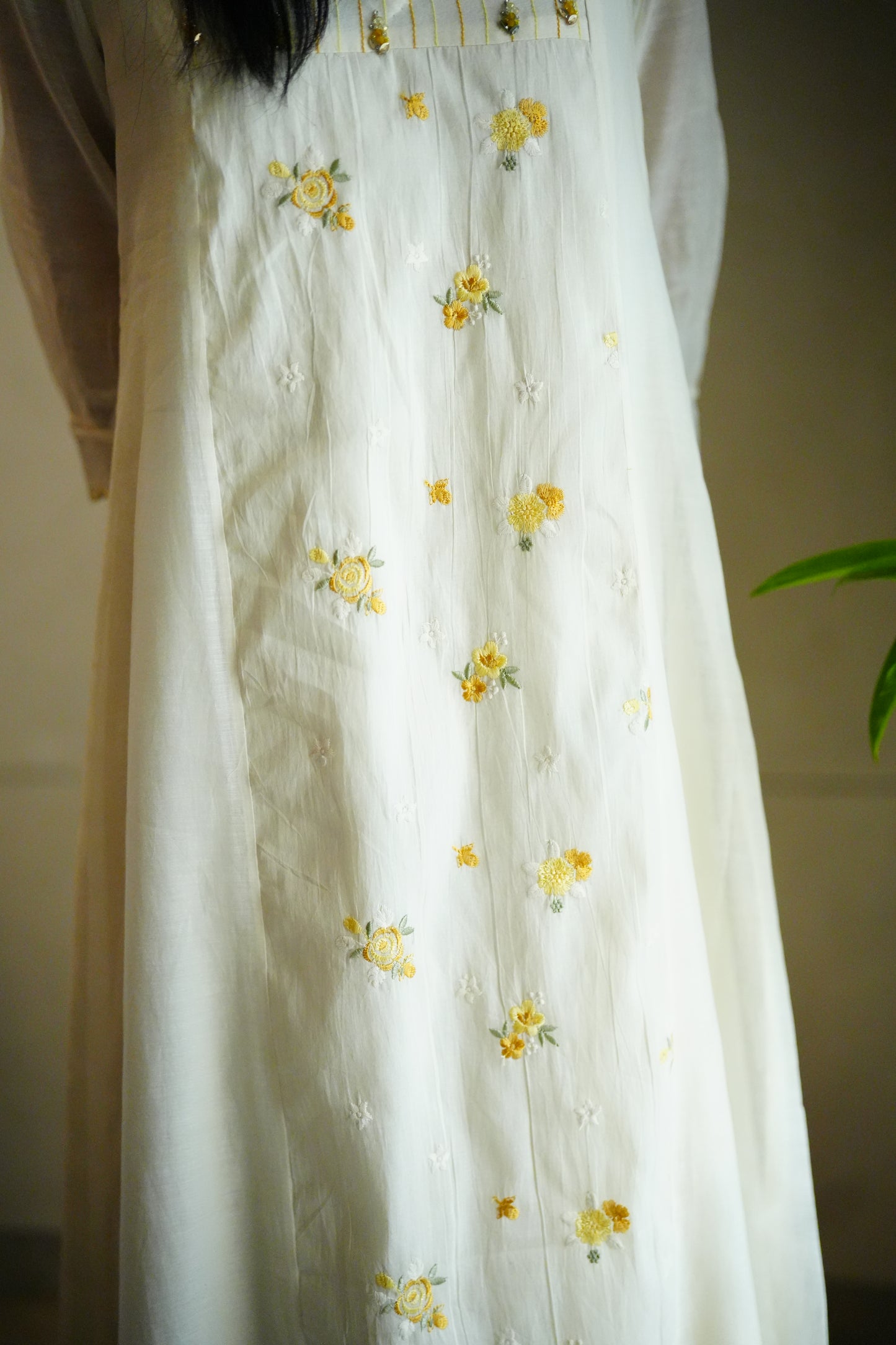 Off white chanderi frock