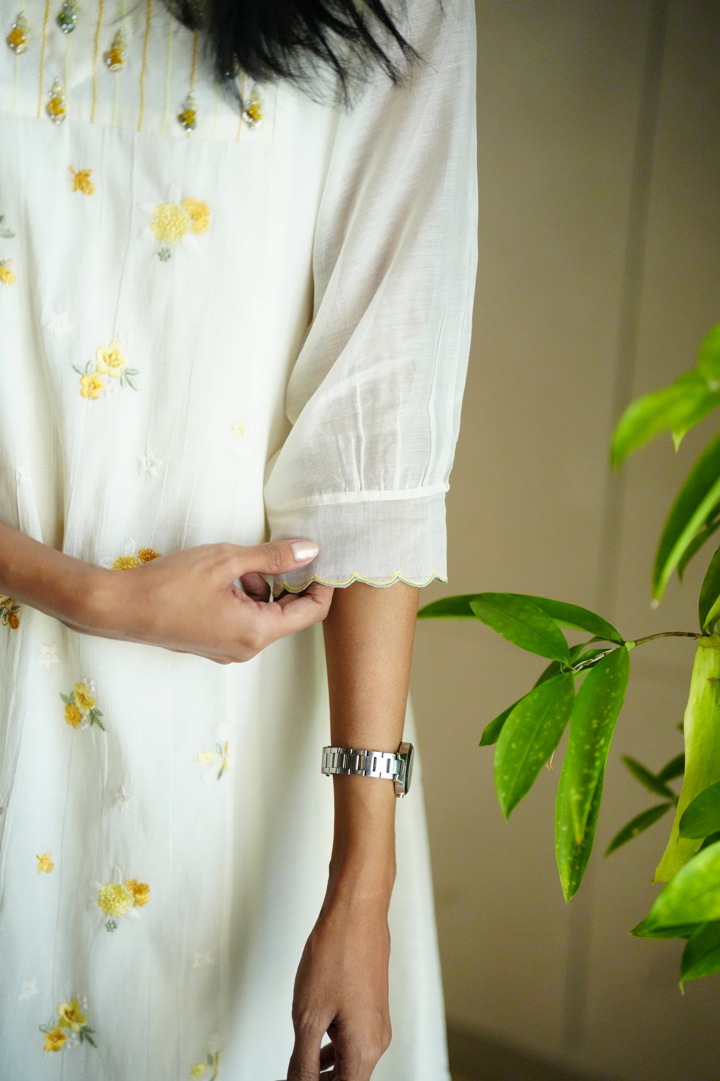 Off white chanderi frock