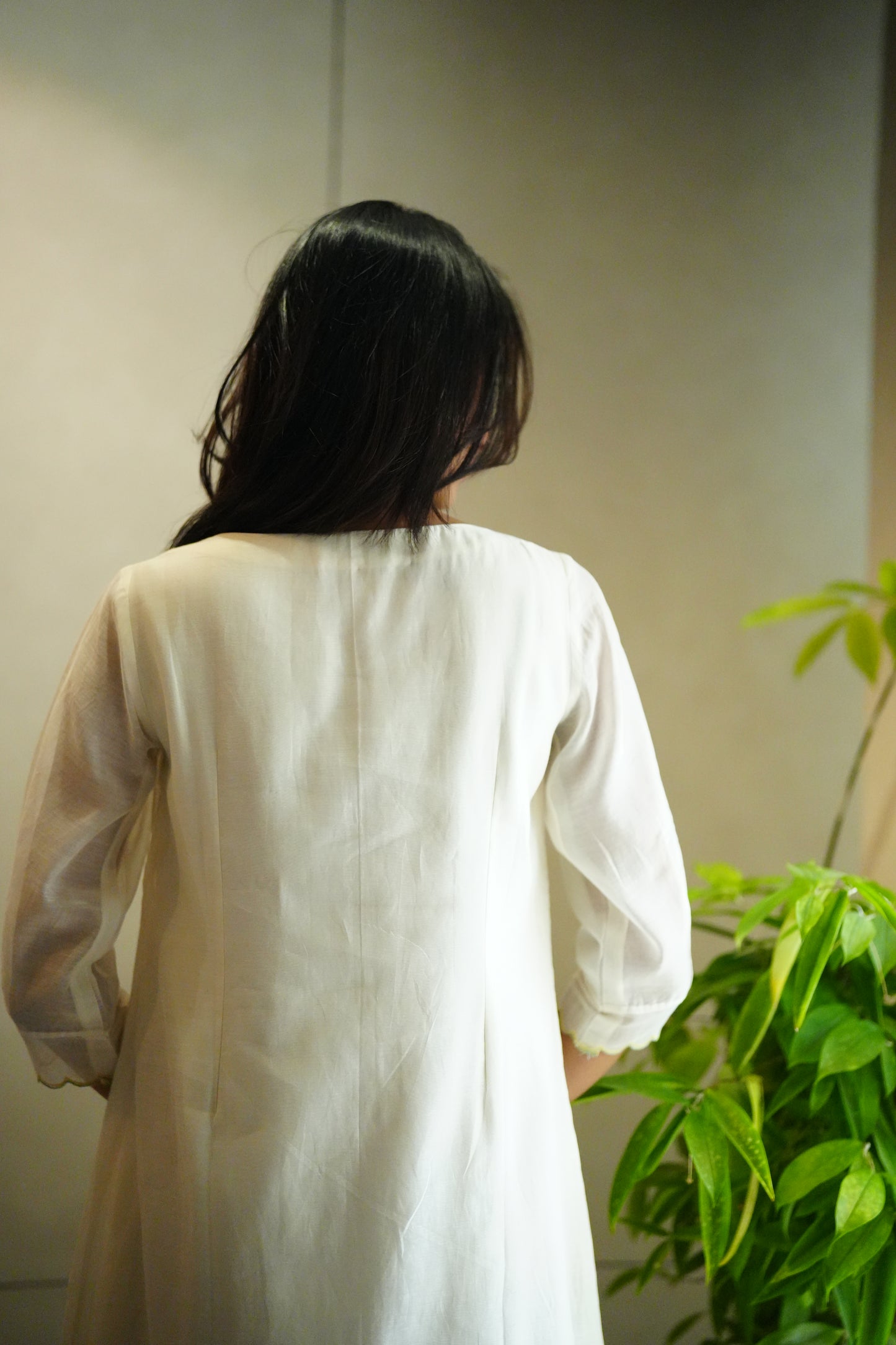 Off white chanderi frock