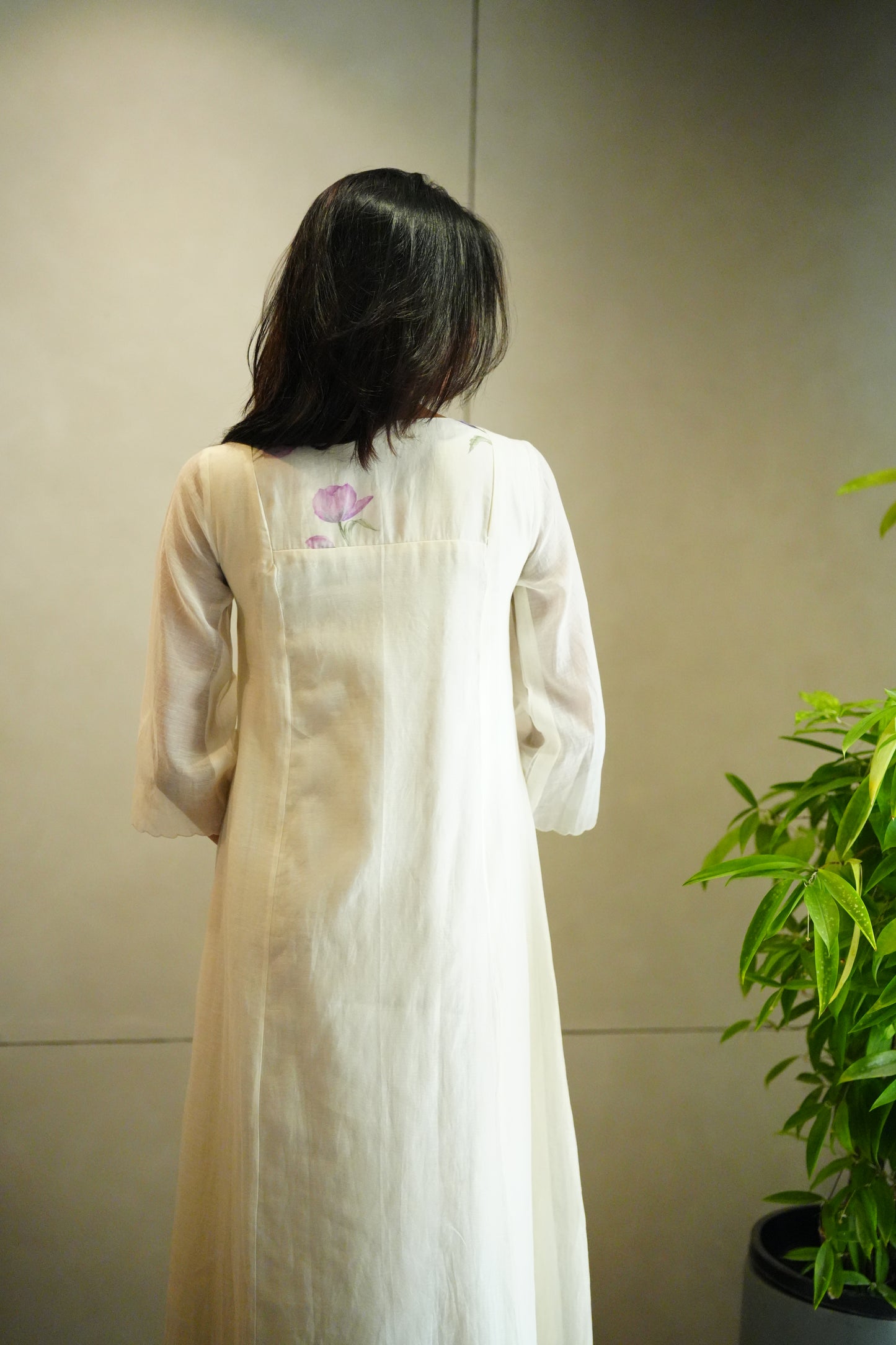 Offwhite- lavender chandheri frock