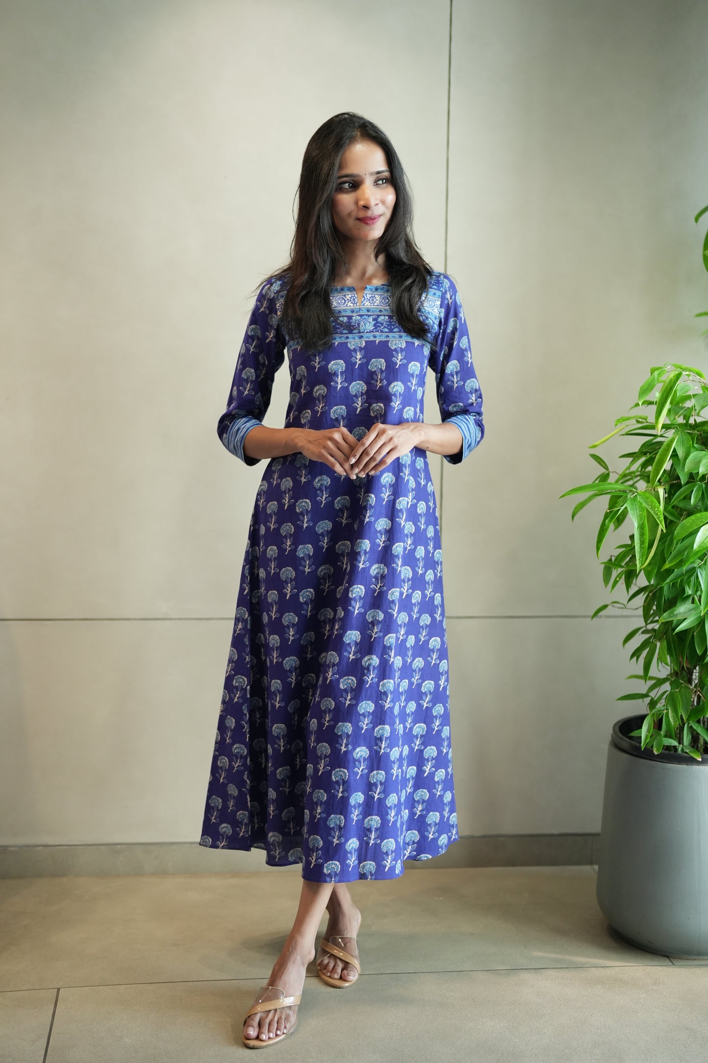 Blue Printed Frock