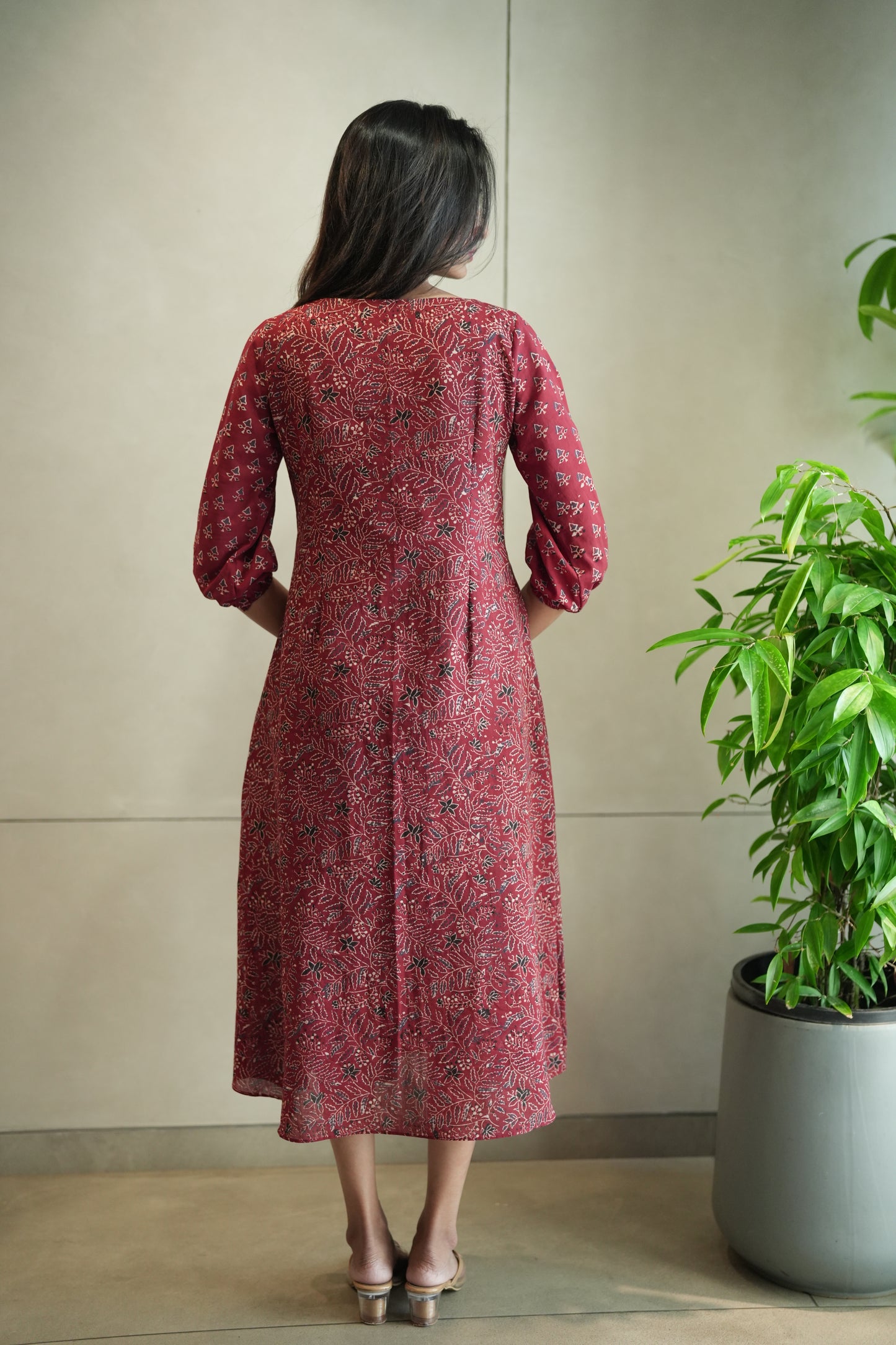 Maroon Ajrakh Frock
