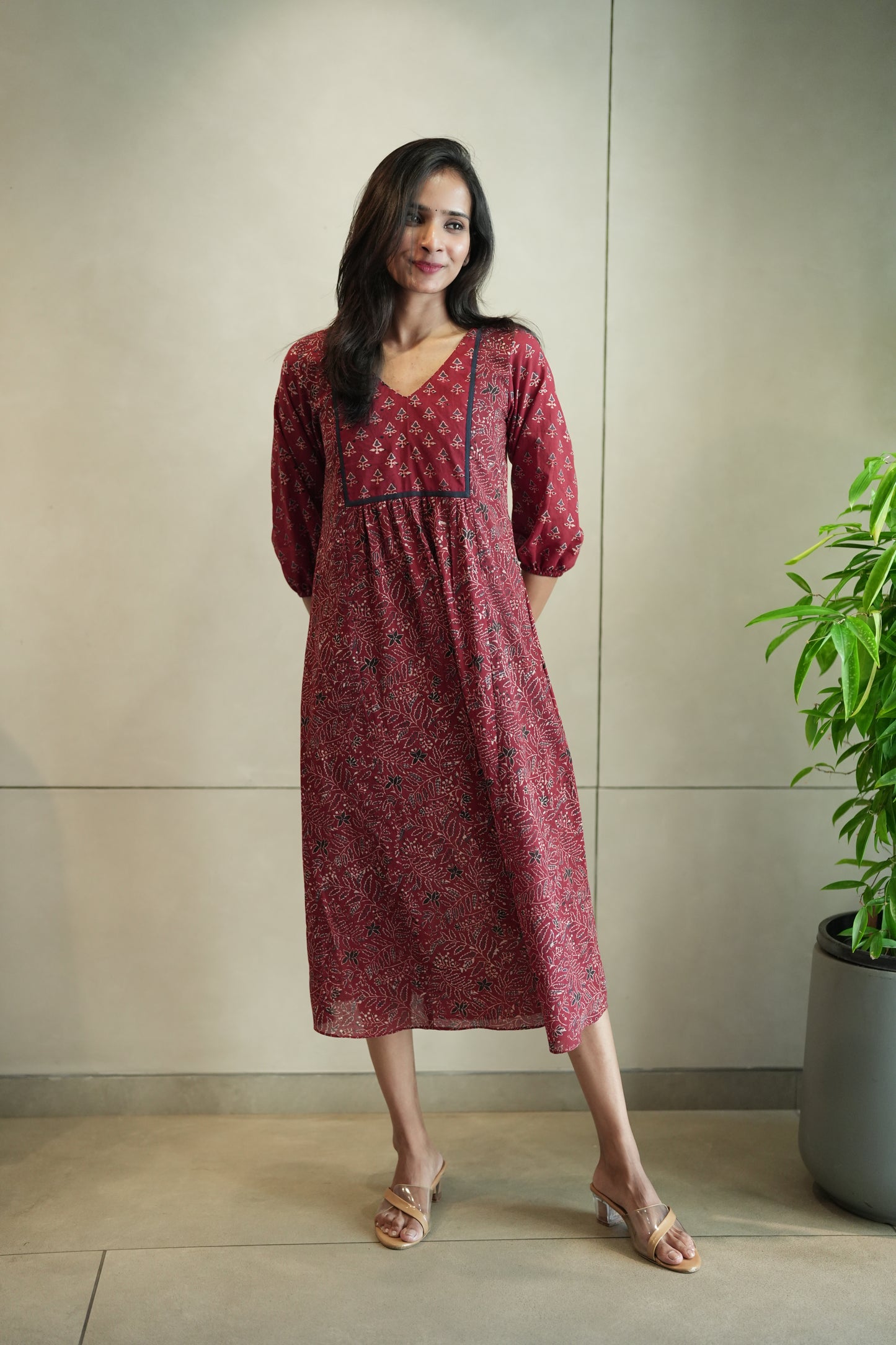 Maroon Ajrakh Frock