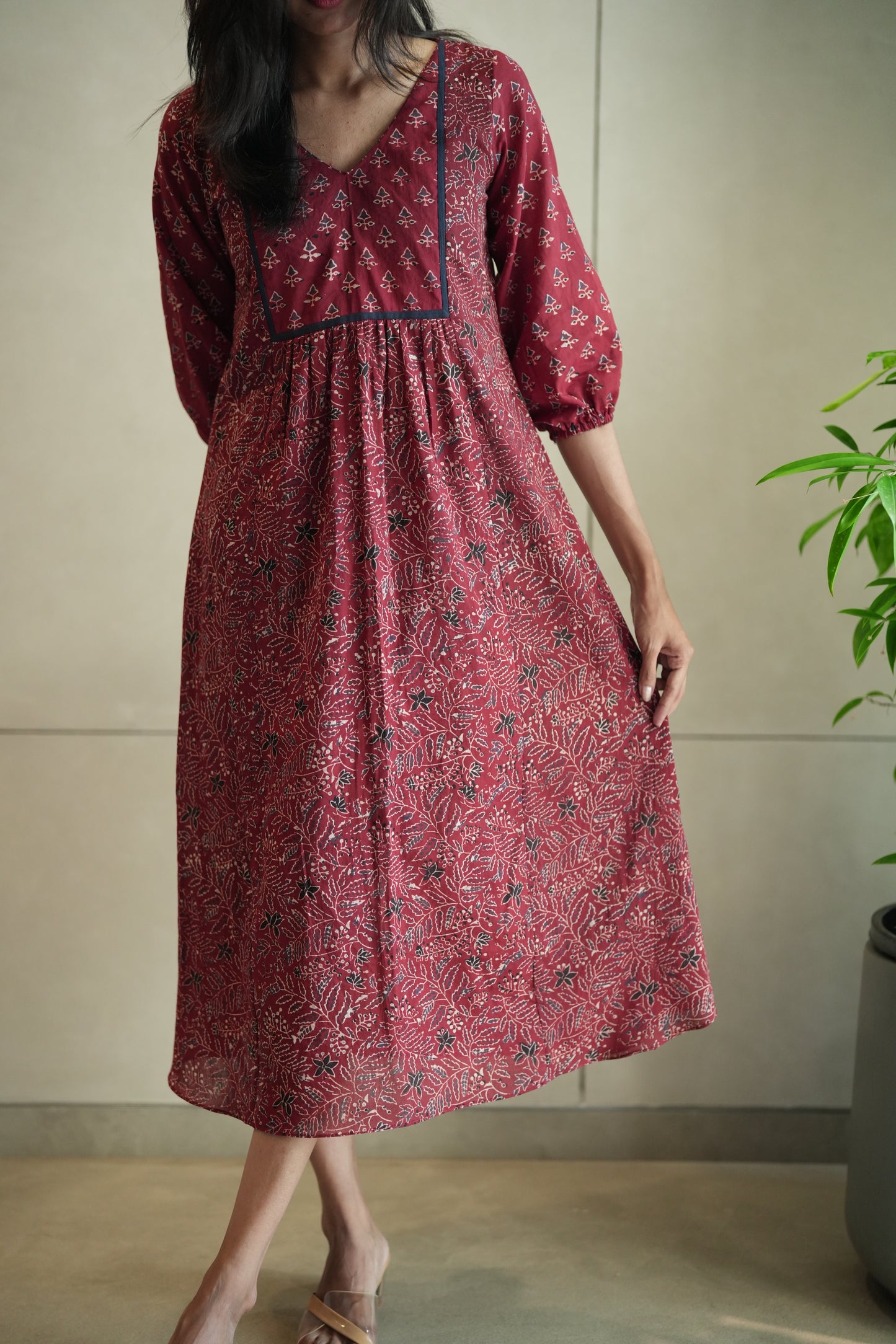 Maroon Ajrakh Frock