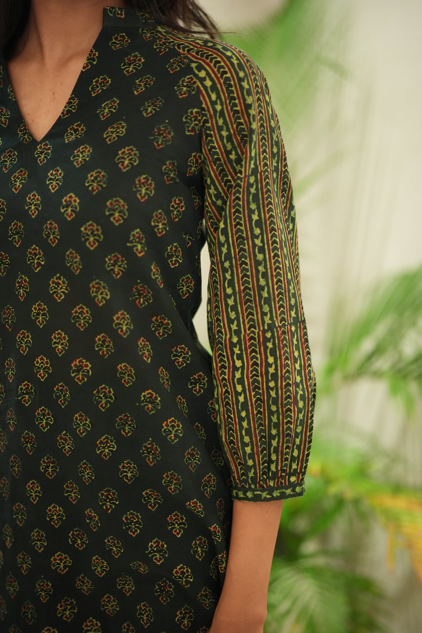 Green Ajrakh Kurta