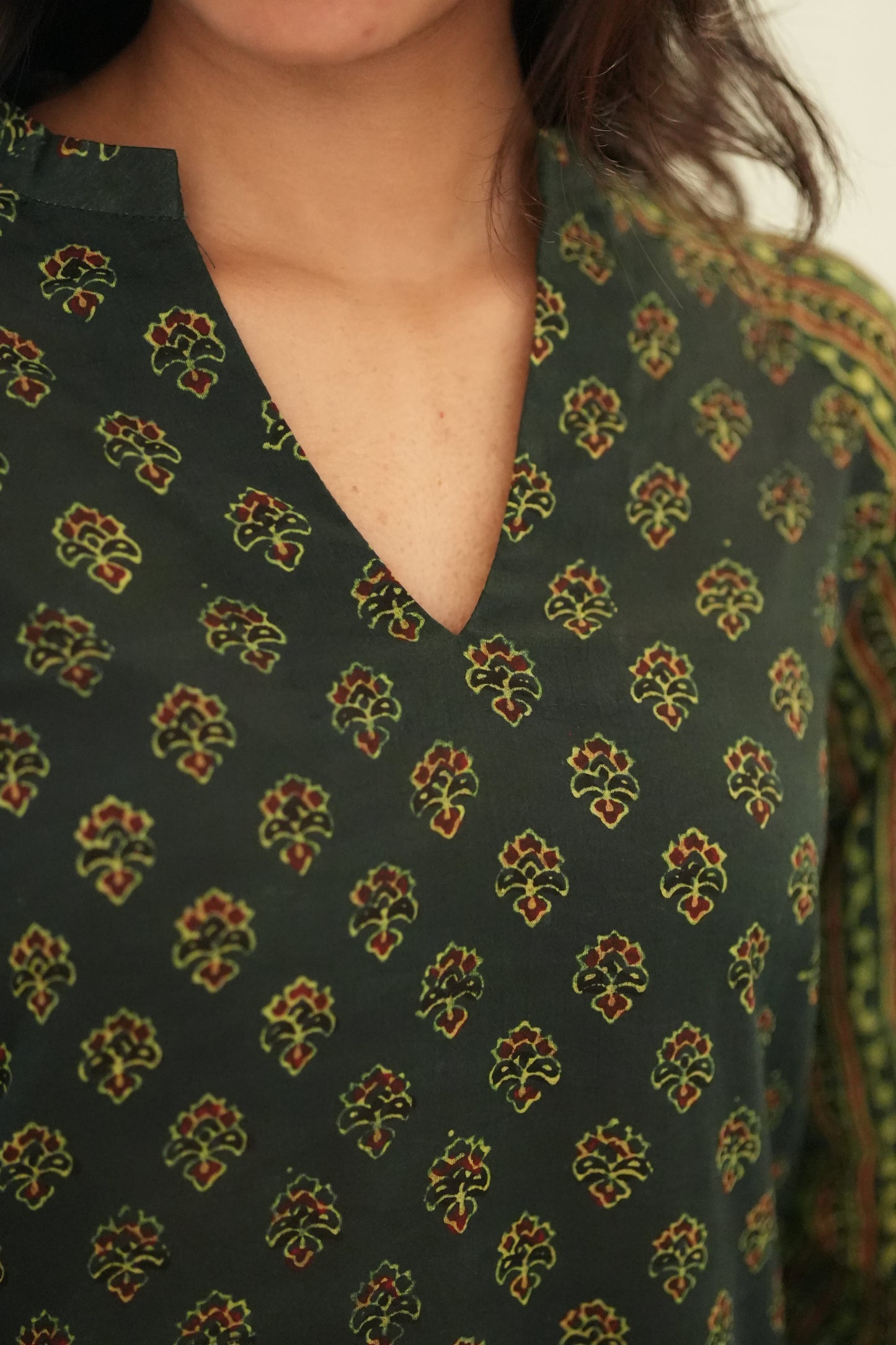 Green Ajrakh Kurta