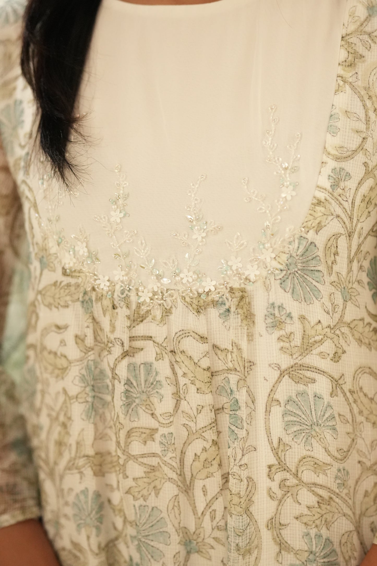 Ivory Floral Kotta Frock