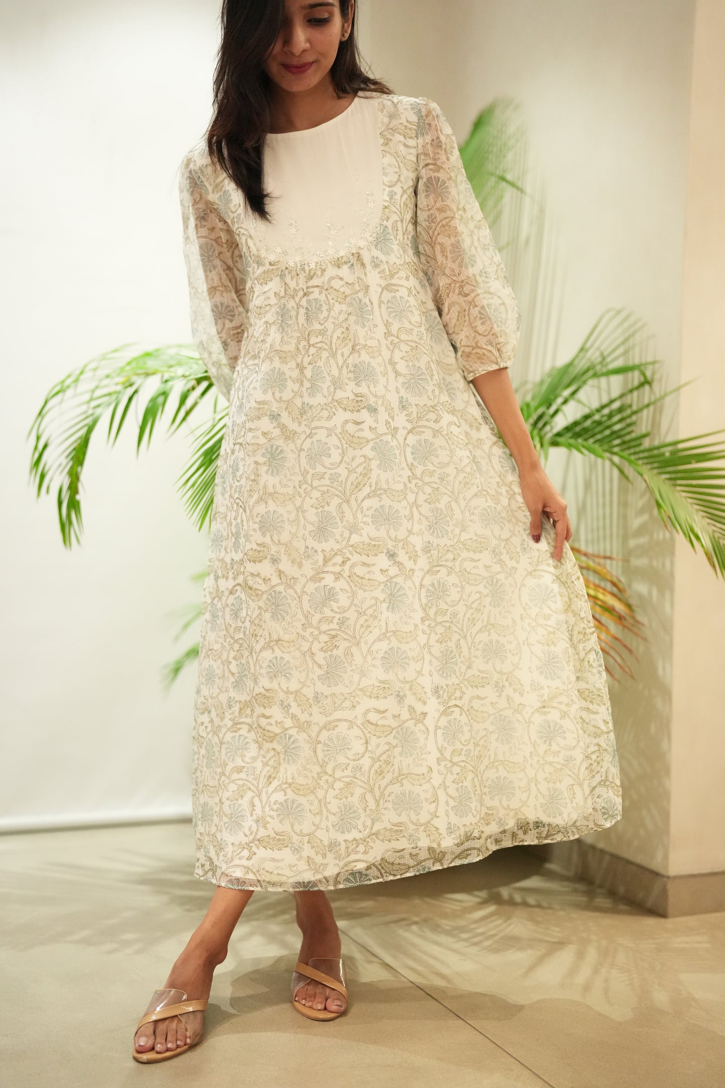 Ivory Floral Kotta Frock