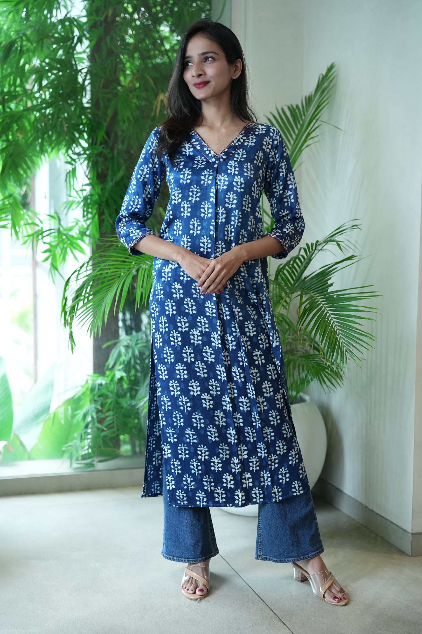 Beaded kantha kurta