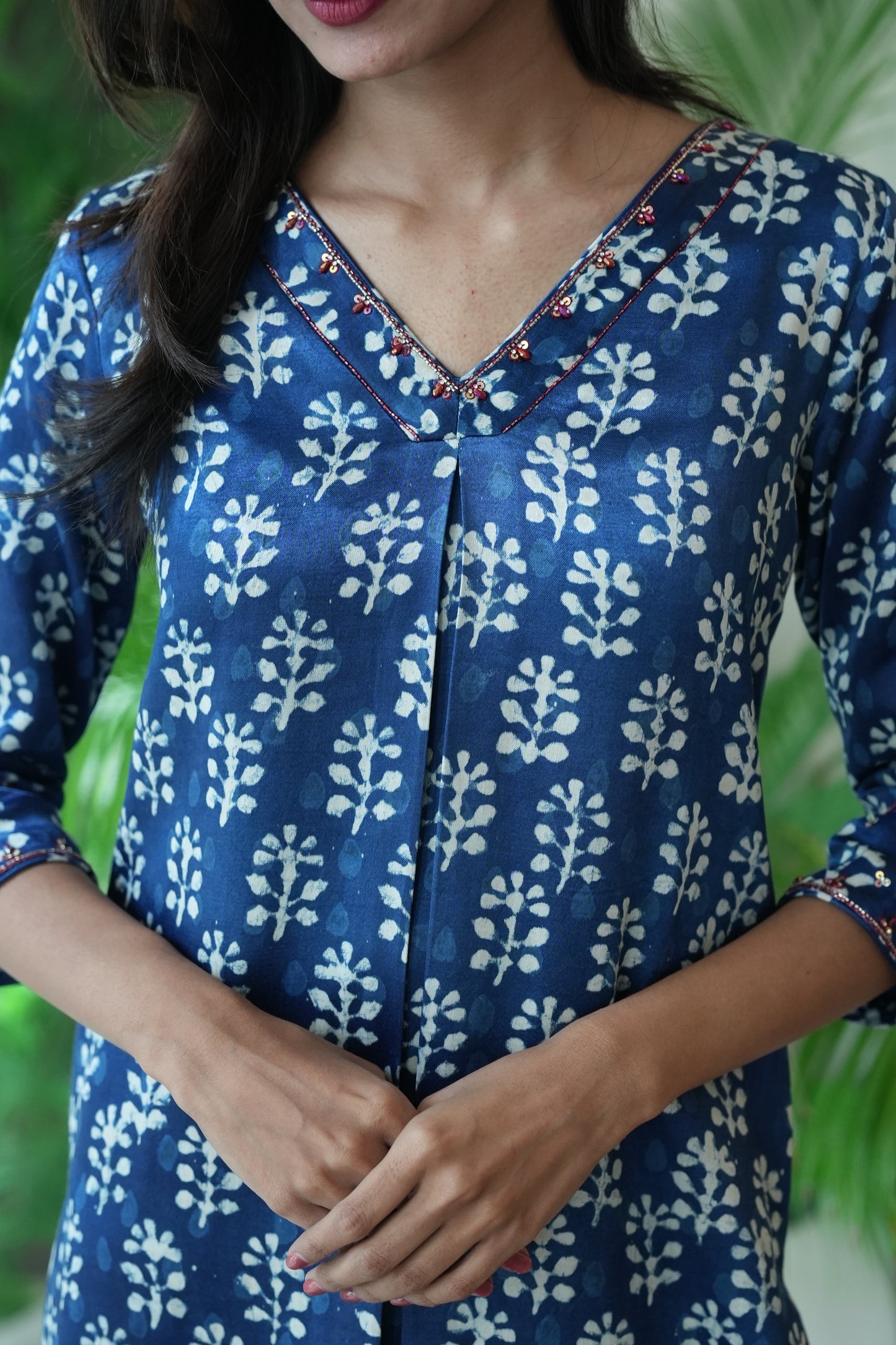 Beaded kantha kurta
