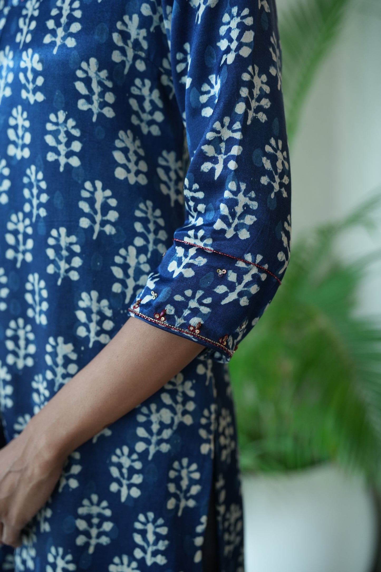 Beaded kantha kurta